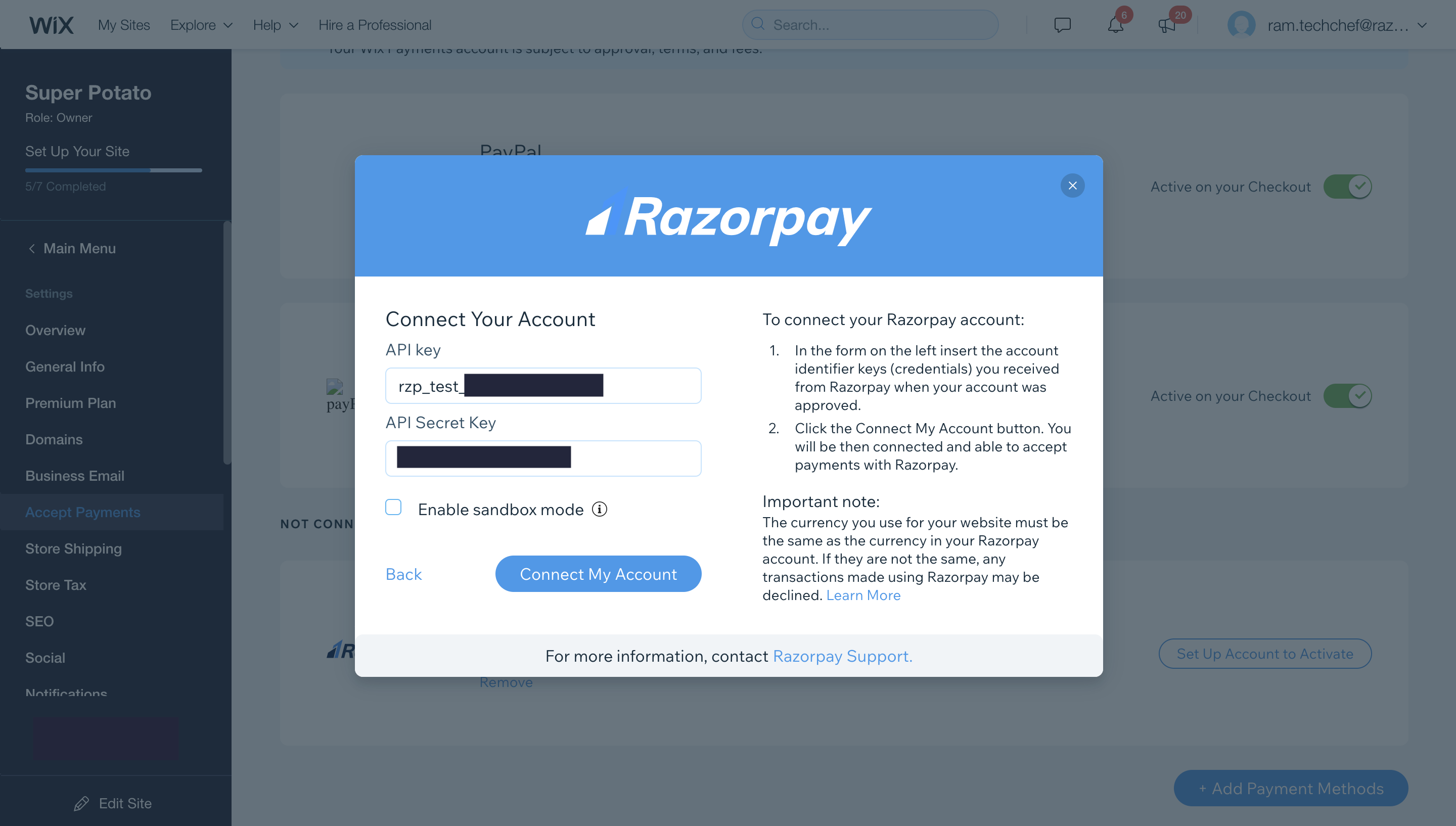 Connect Existing Account