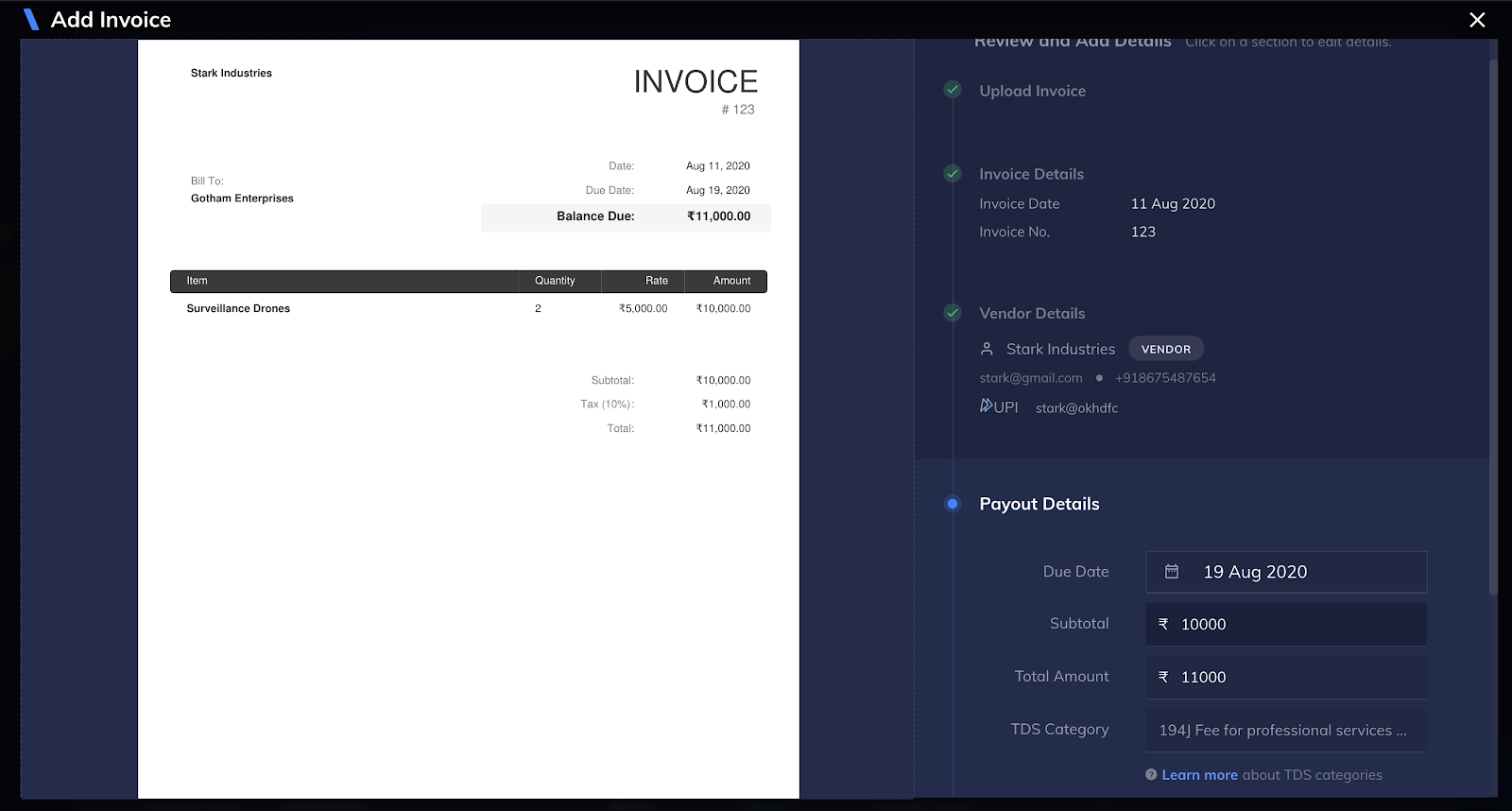 vendor payments