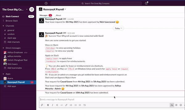 RazorpayX Payroll Slack