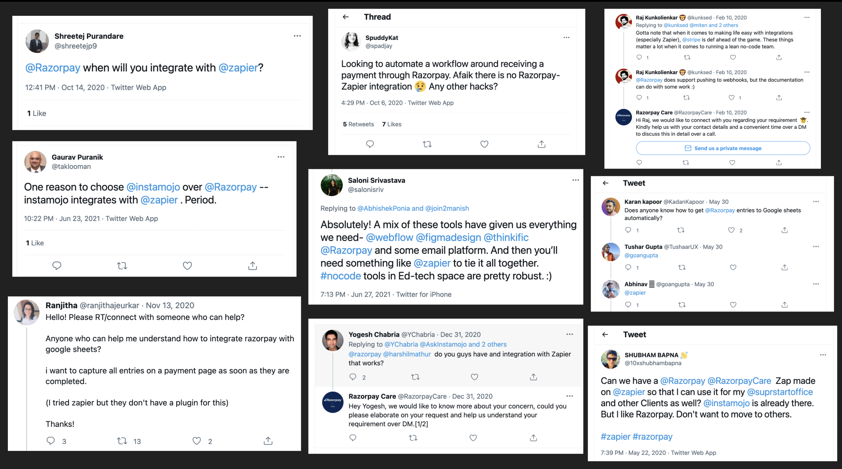 Razorpay Zapier Tweet Collage