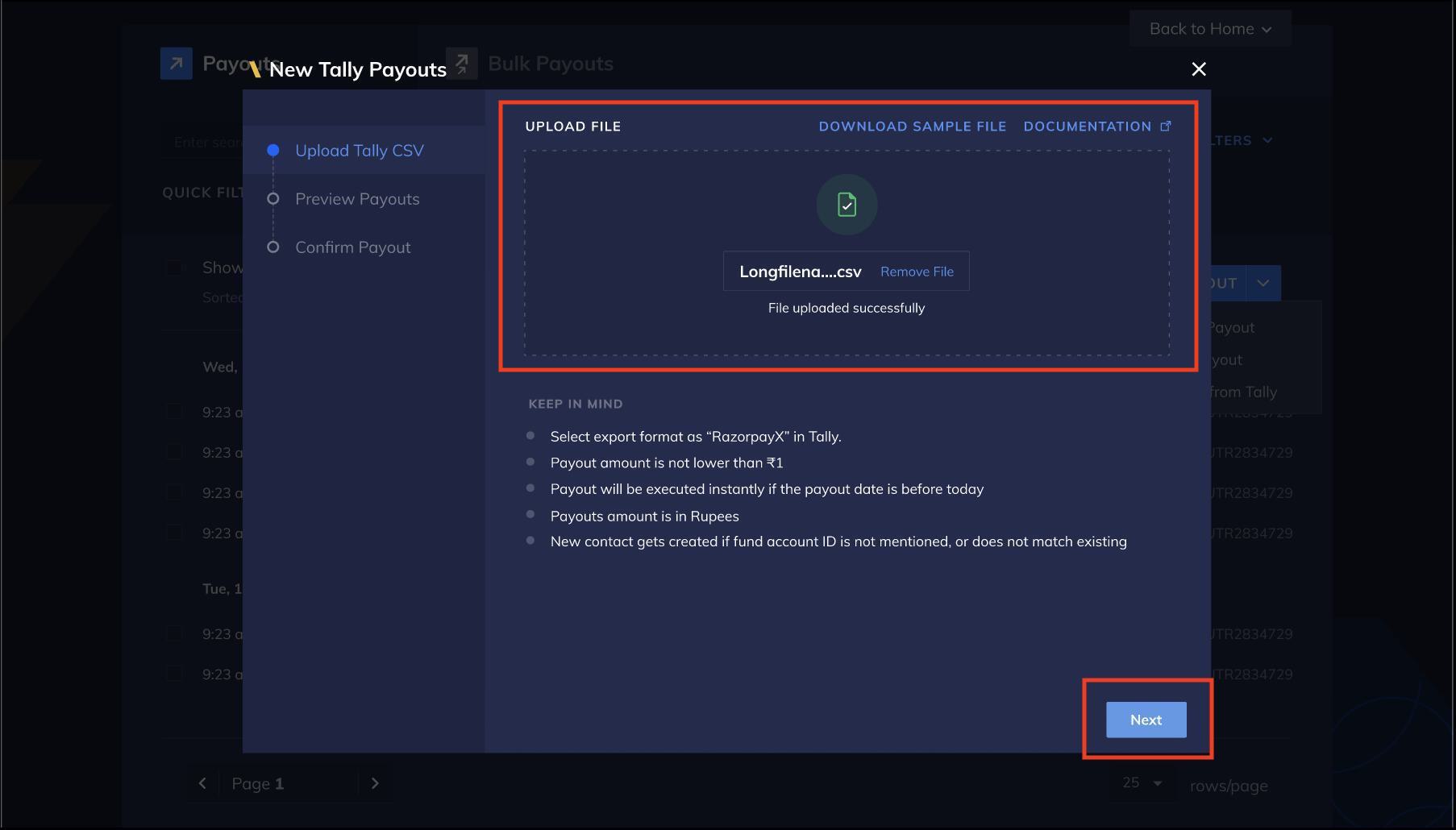 Import payouts from Tally