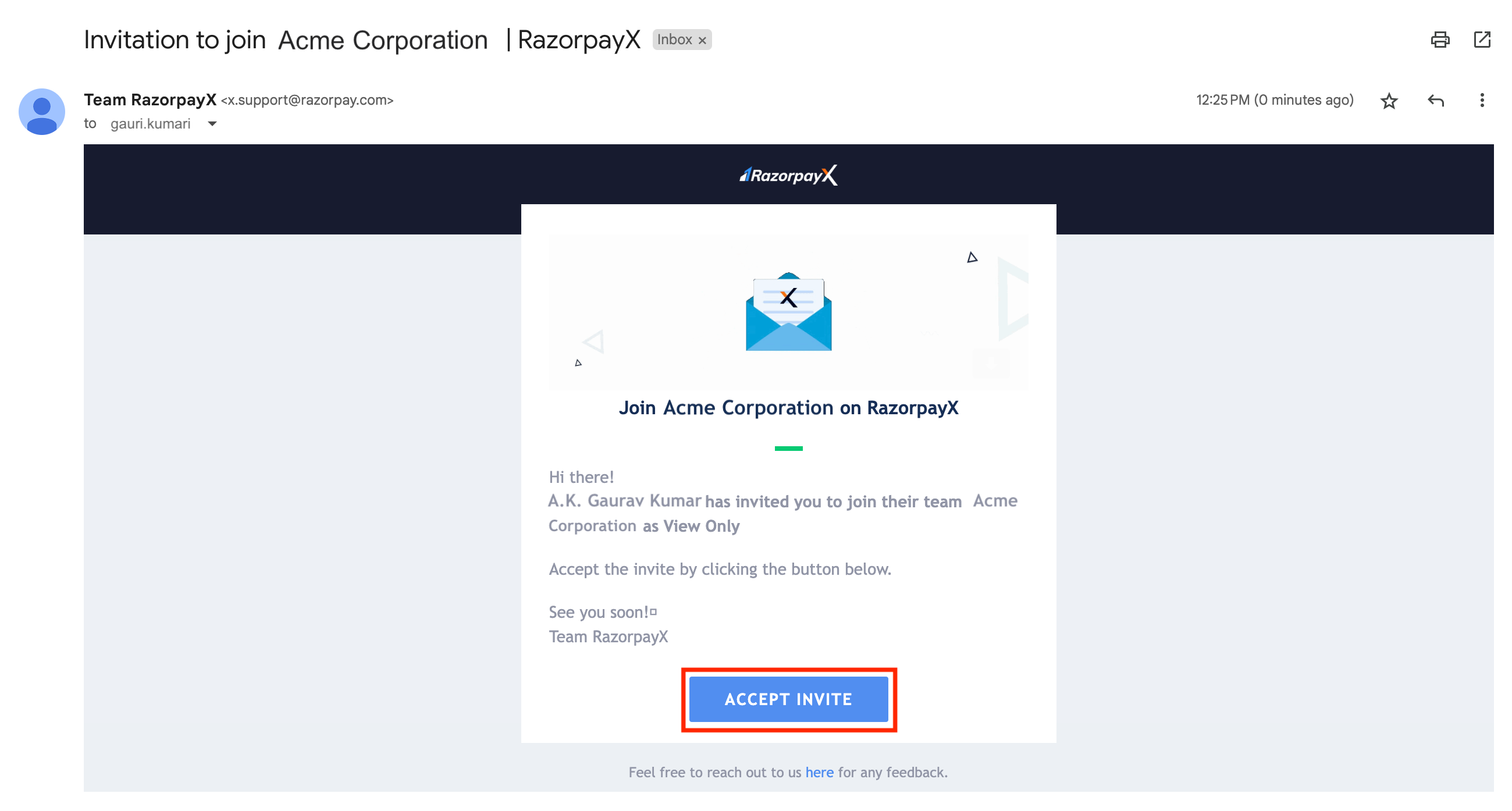 Accept RazorpayX Invitation