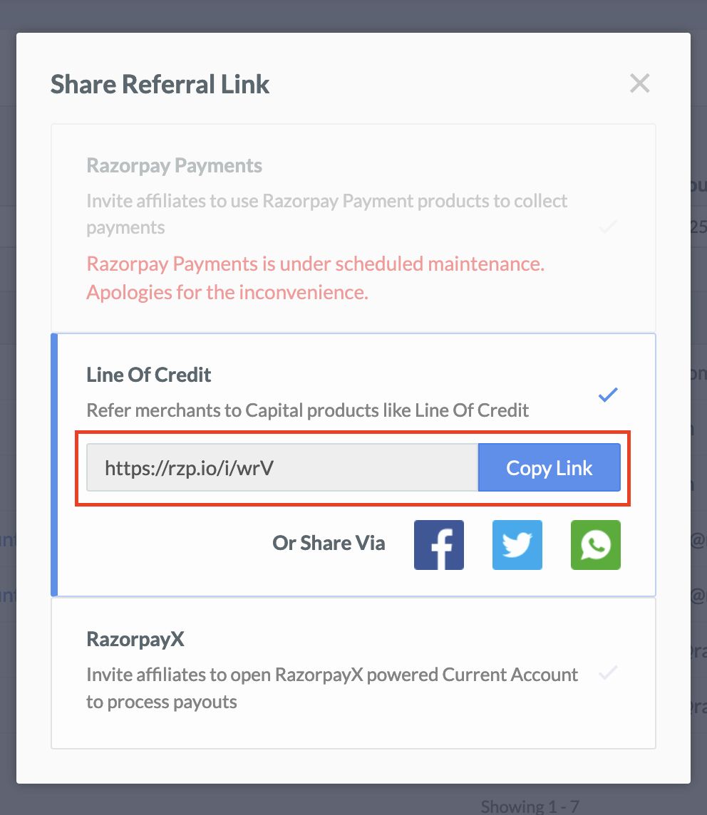 Copy the referral link