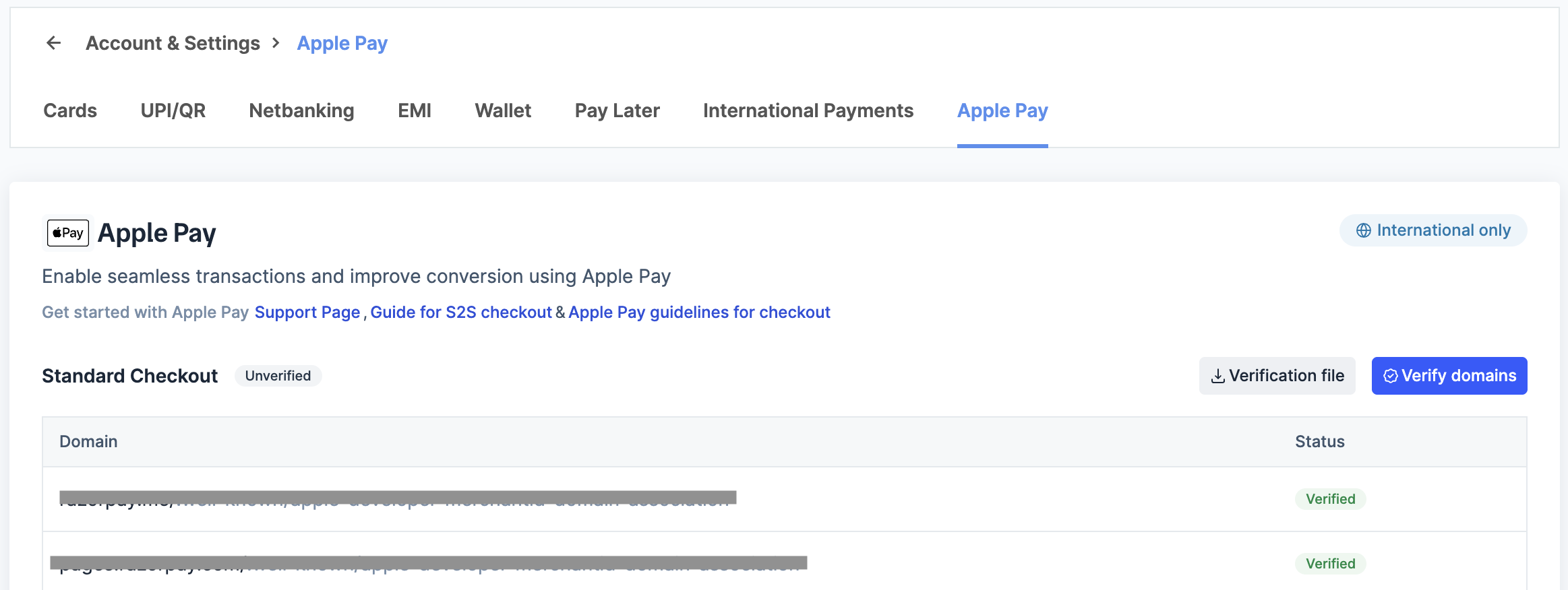 Click Apple Pay on the Dashboard