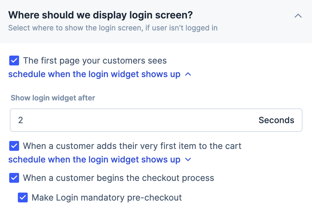 Display login screen