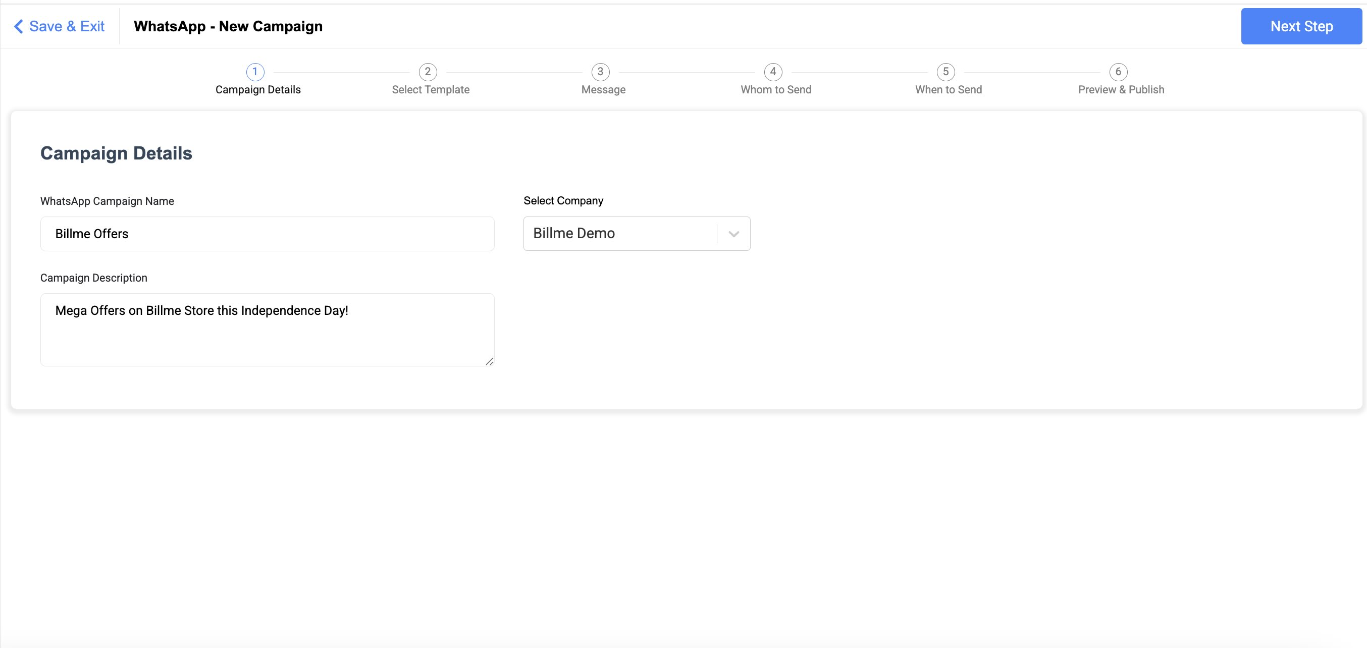 Create a New WhatsApp Campaigns