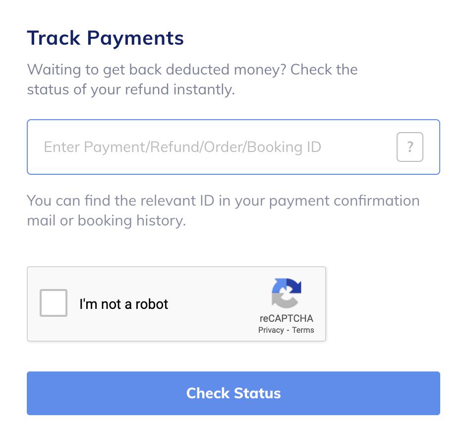 Track Payments form