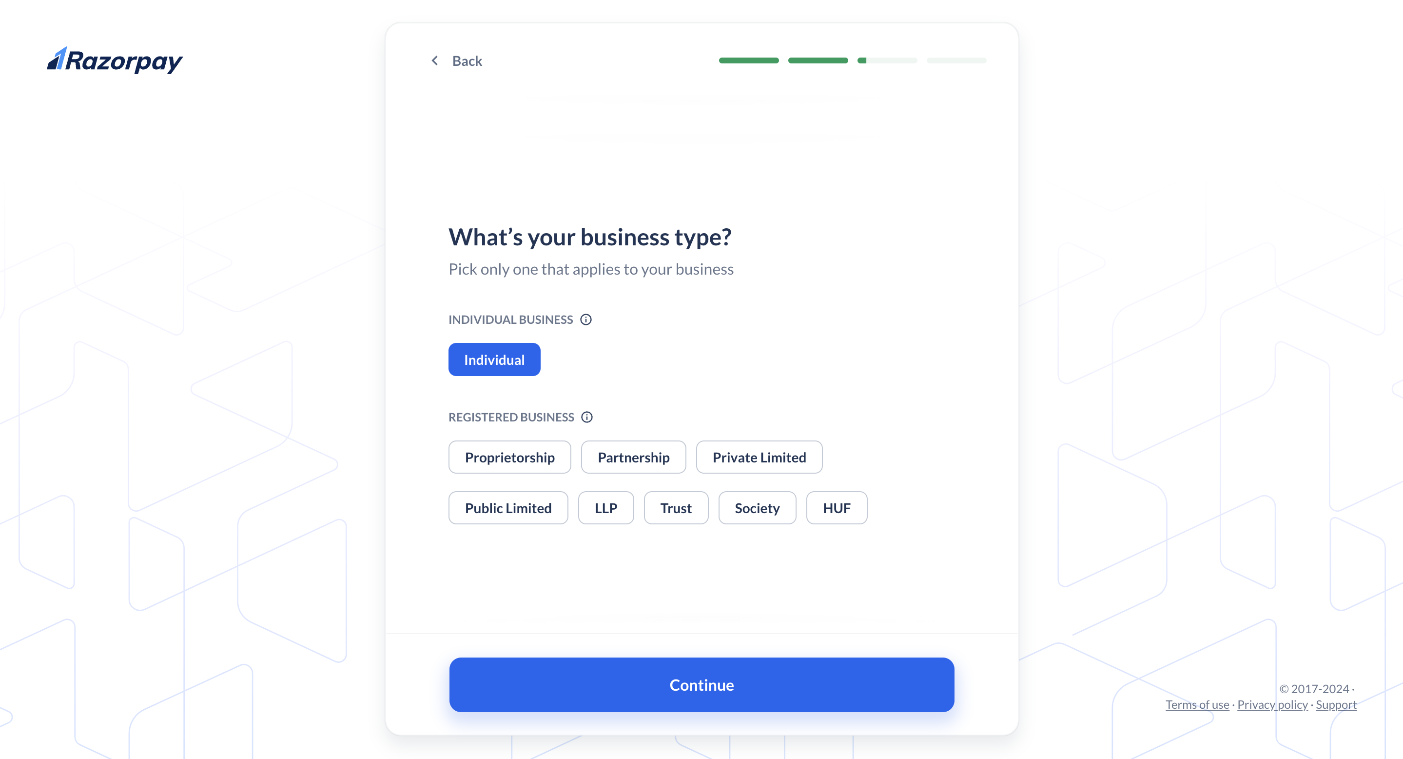 Select a business type