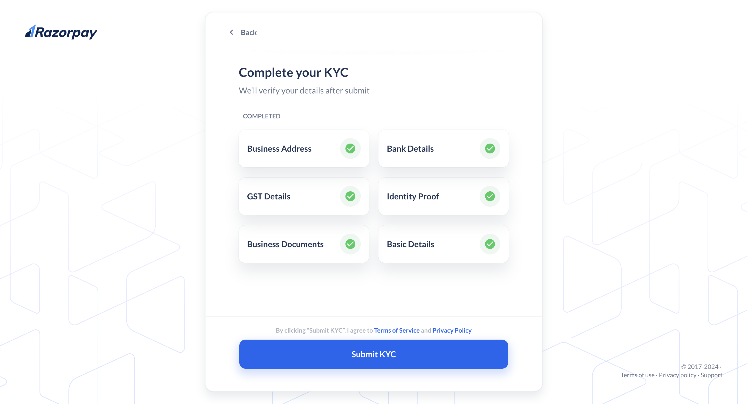 Business Details - Submit KYC Details