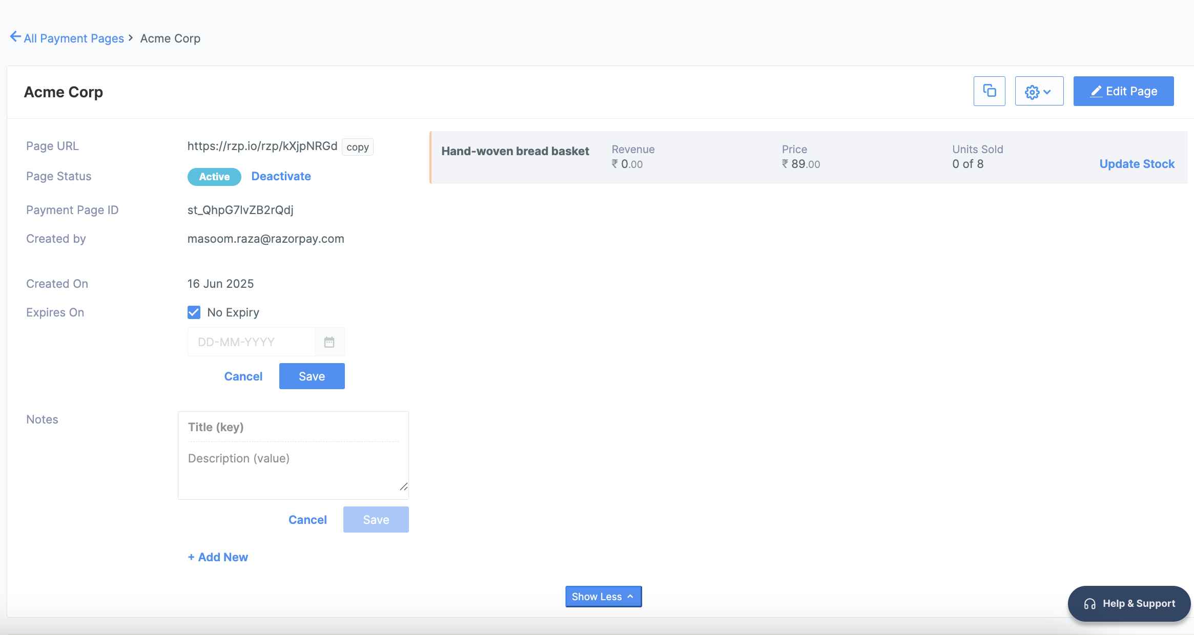 Webstore - Modify Settings