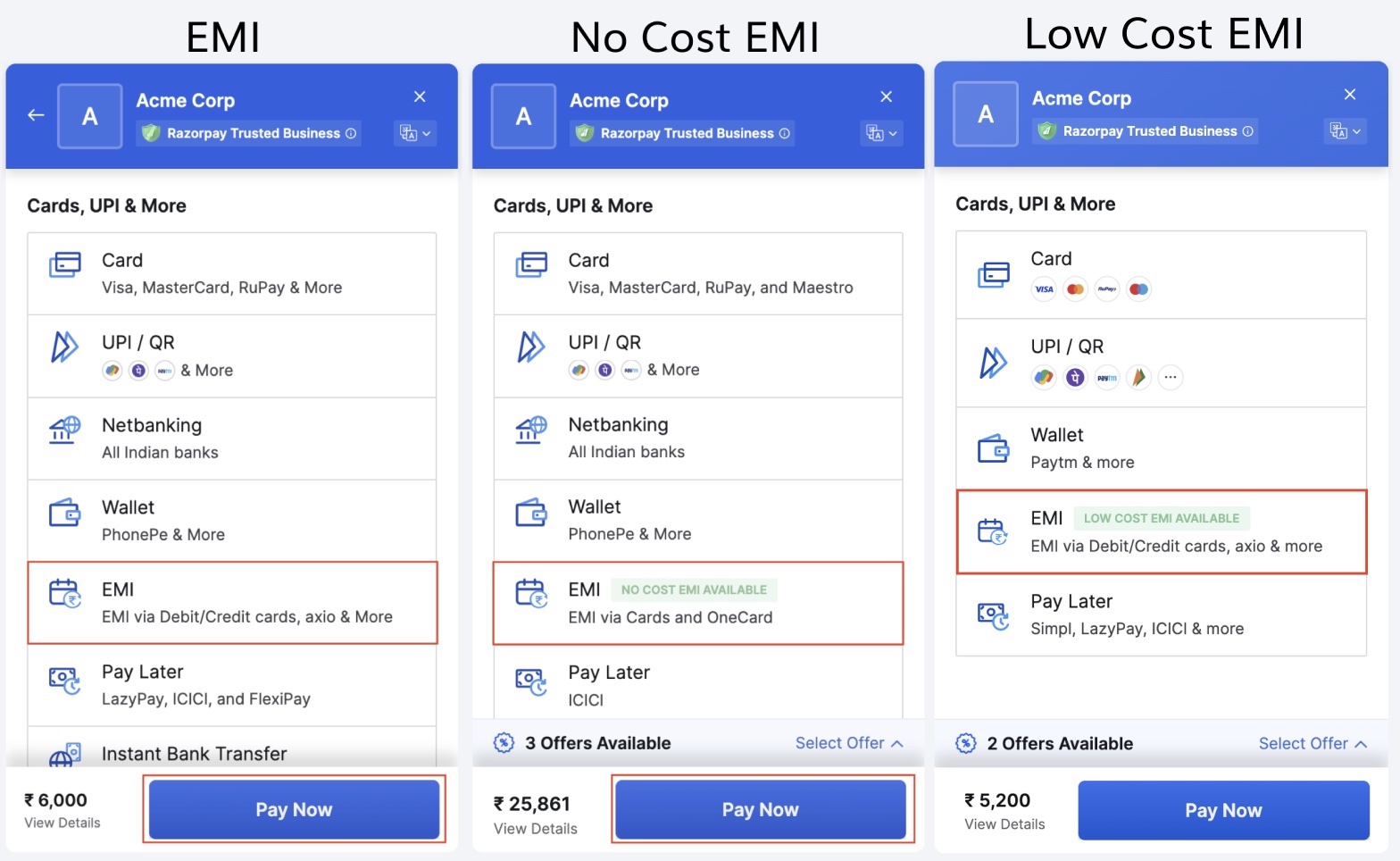 Select EMI or No Cost EMI option.