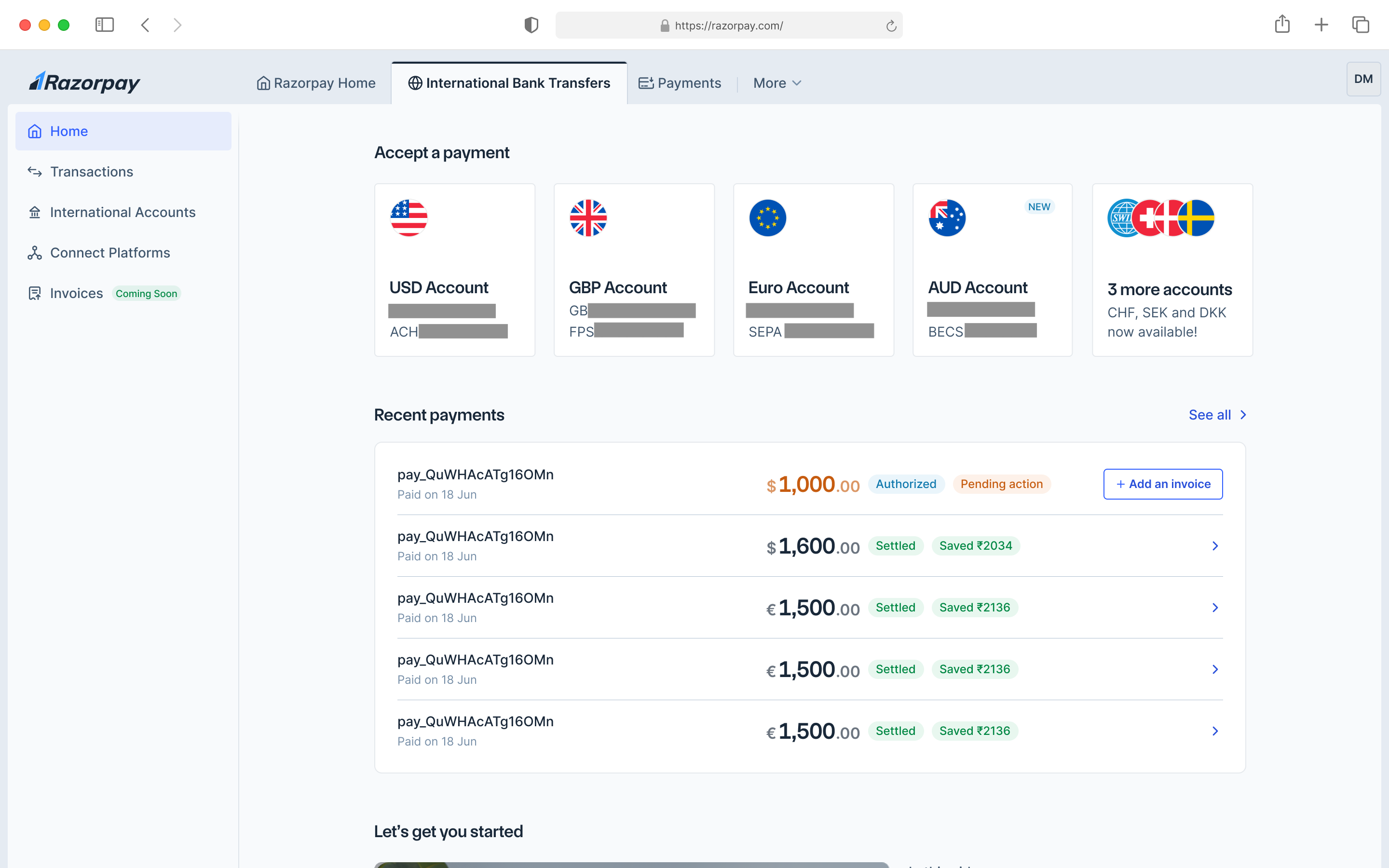 International Bank Transfers homepage