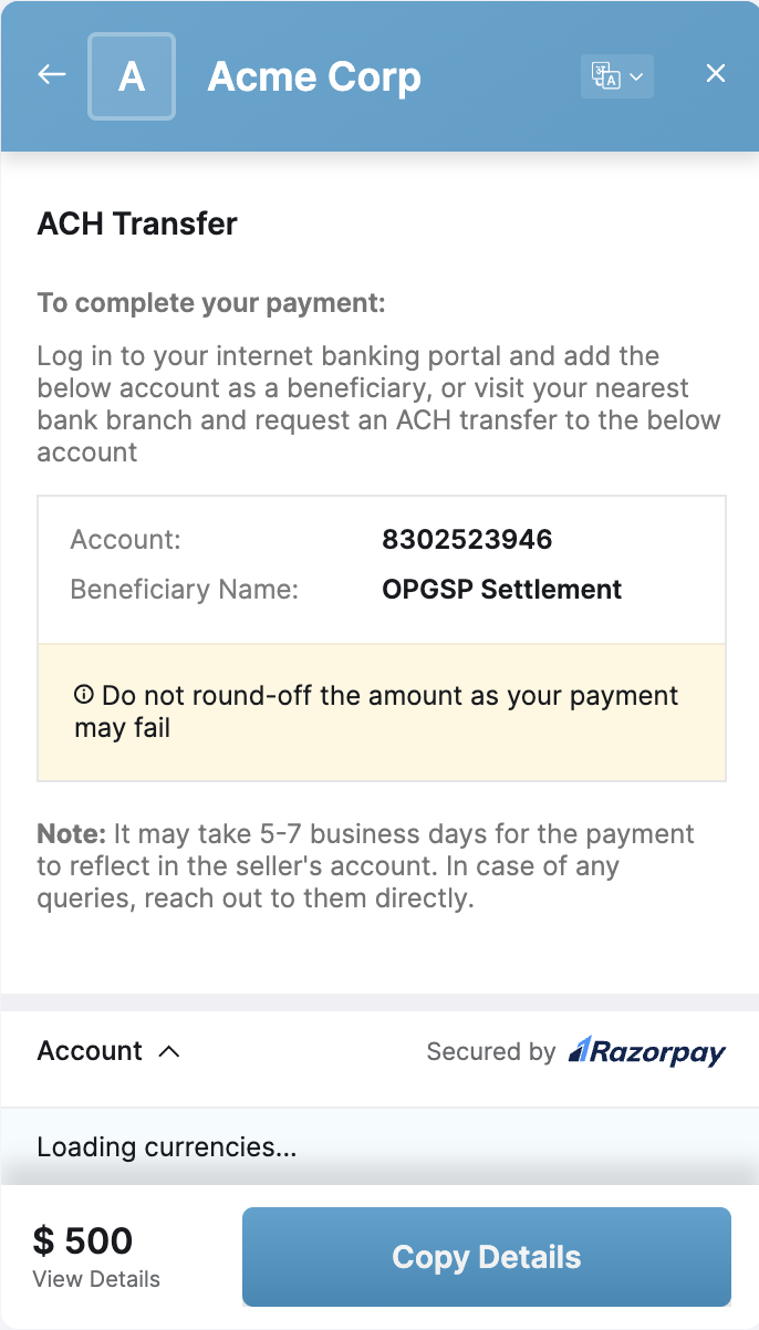 bank transfer beneficiary