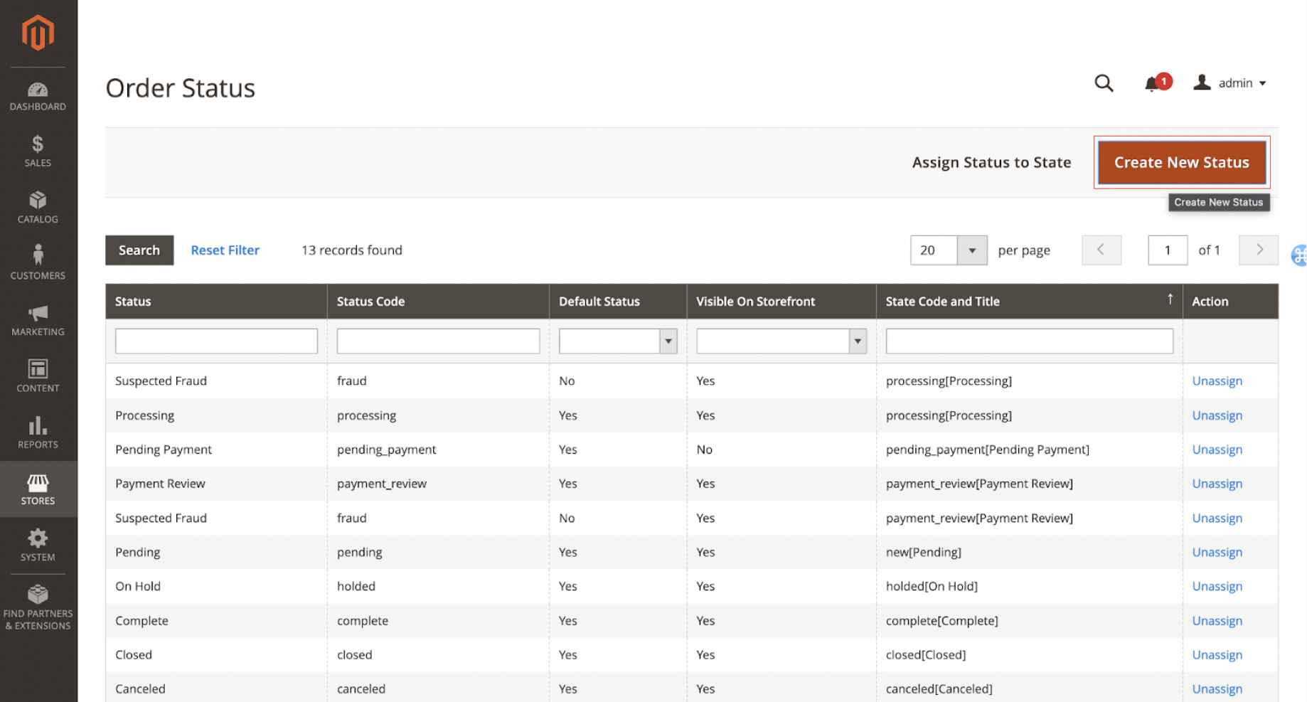 Magento Create new status on admin dashboard