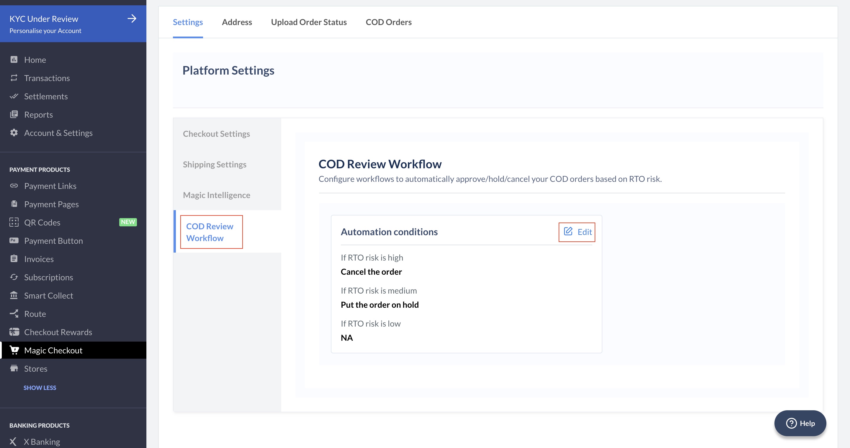 Edit automation conditions based on your requirement