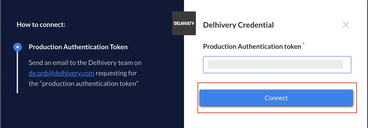 Enter the production authentication token