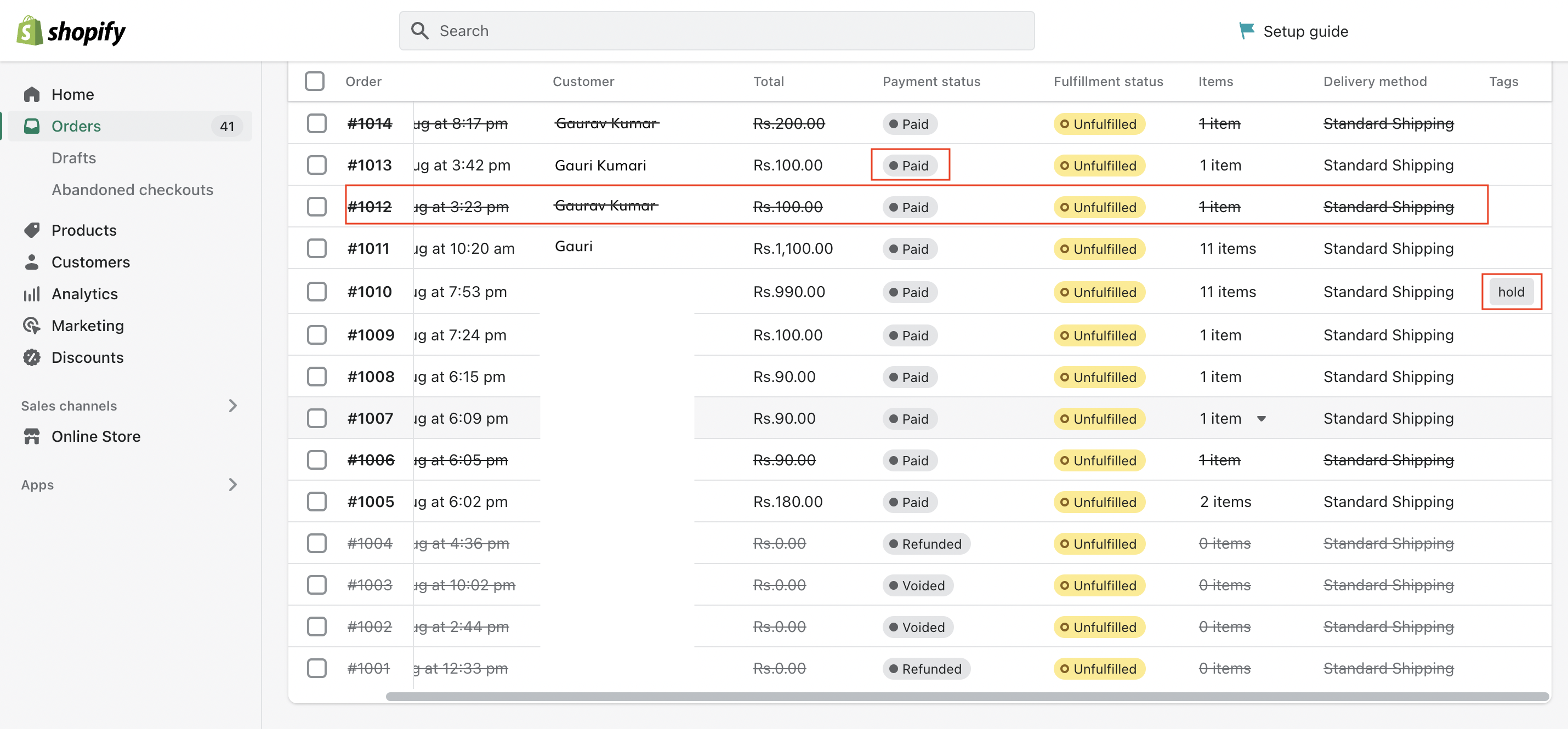 Shopify order status based on the actions on the Razorpay Dashboard