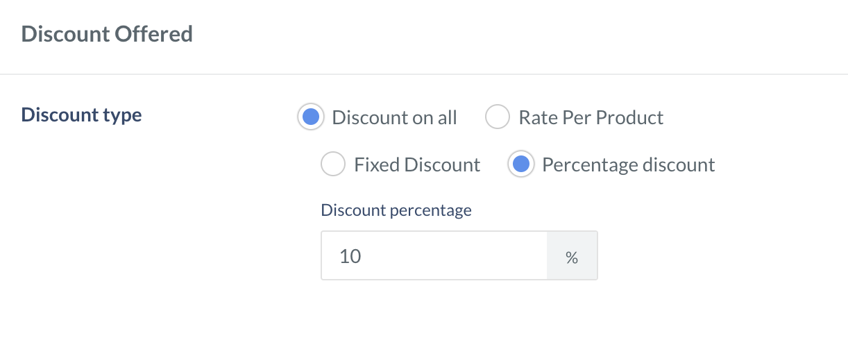 configure percentage discount