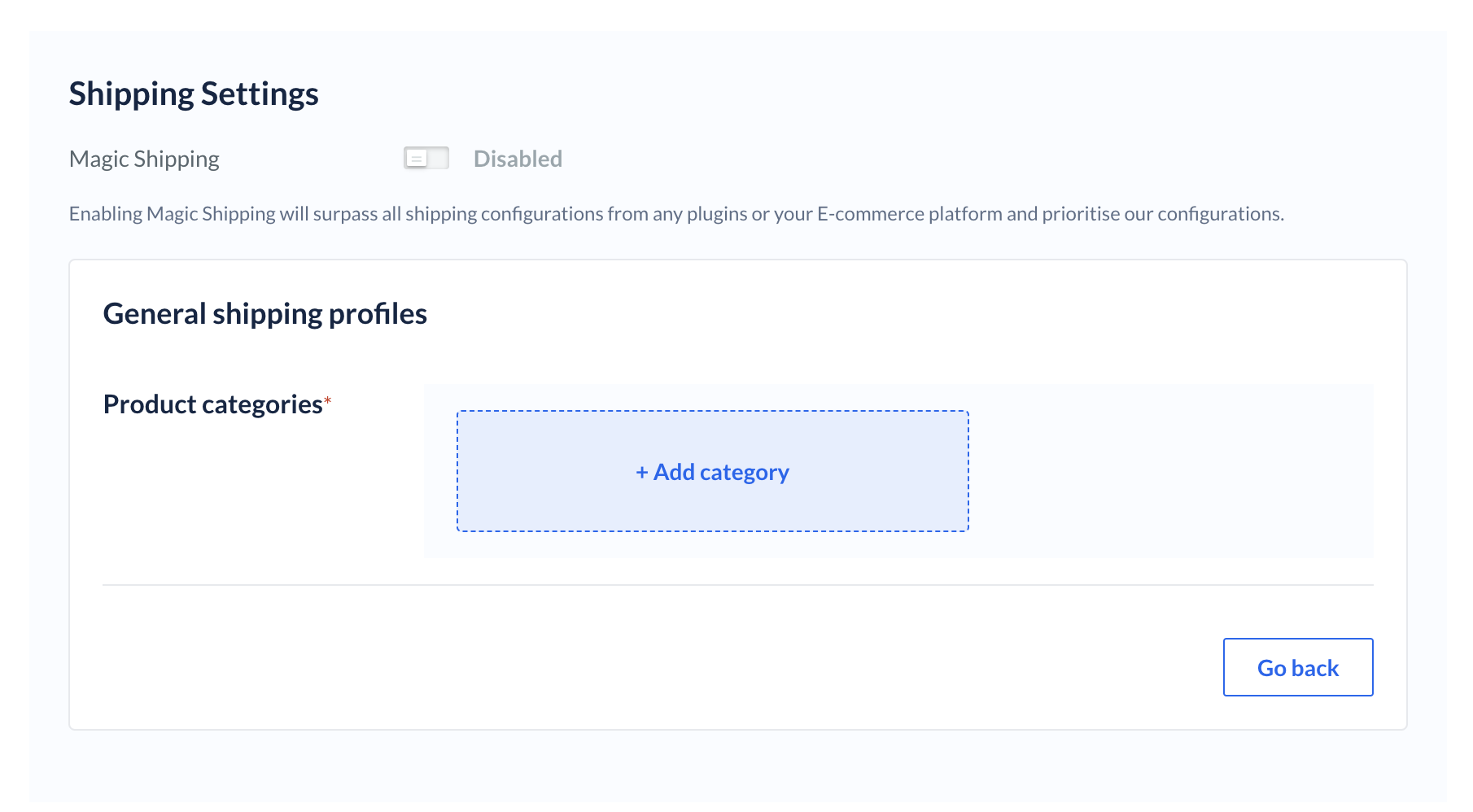 Add product categories to configure shipping