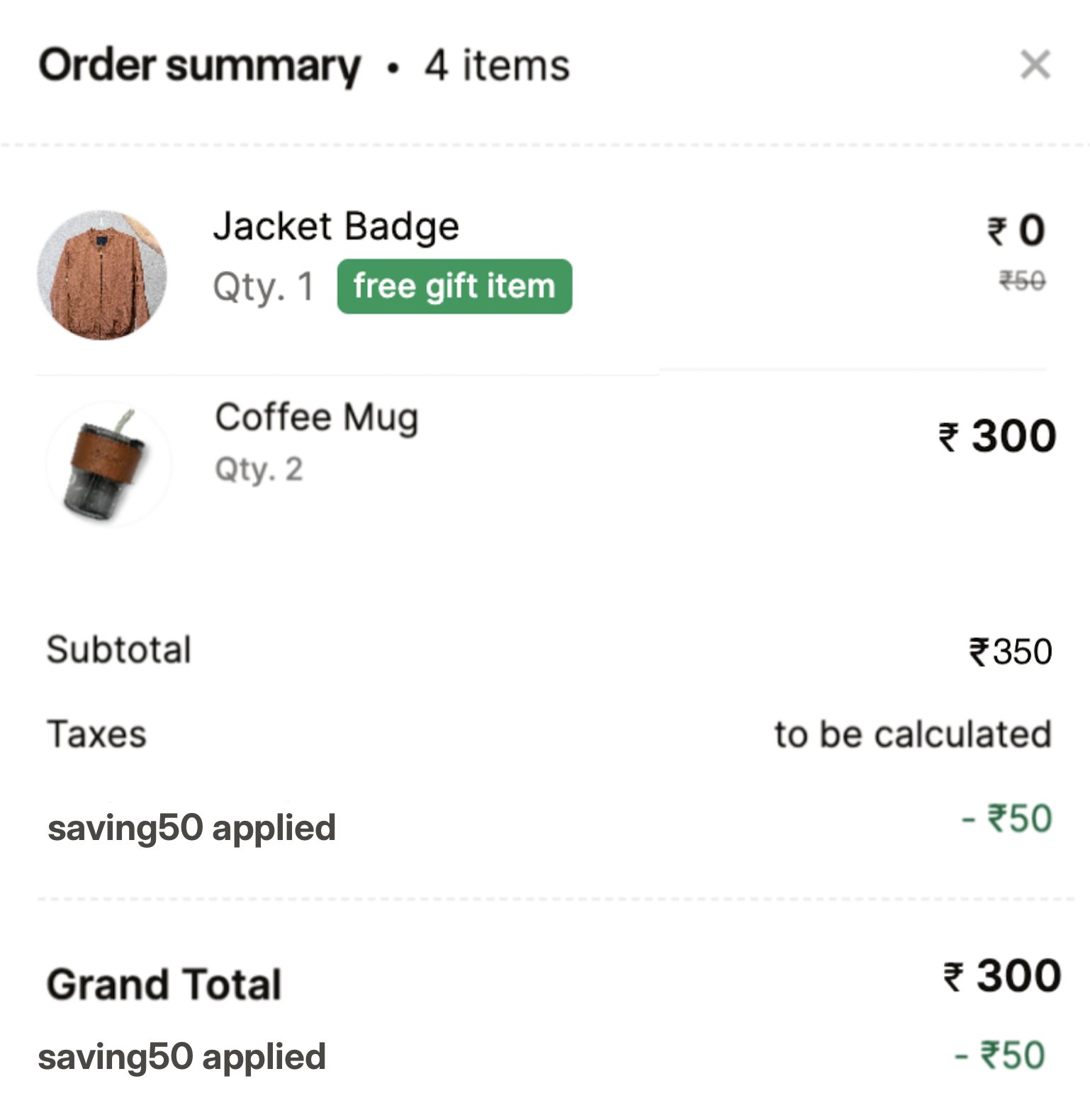 Checkout promotion tag