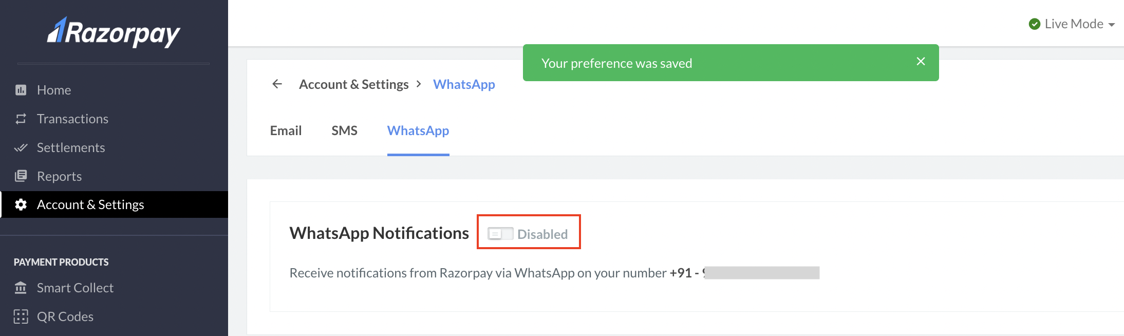 Manage WhatsApp Notifications