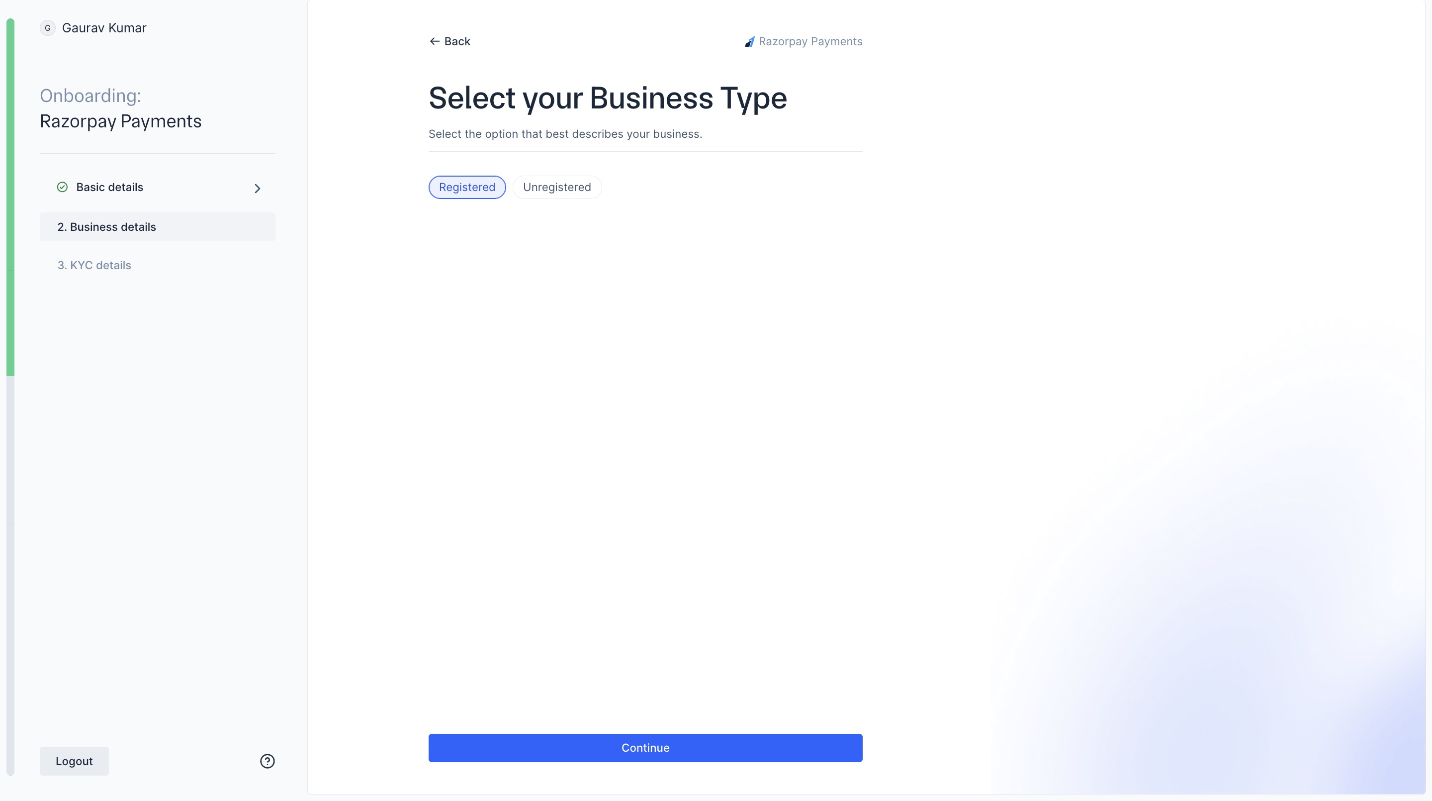 Select business type