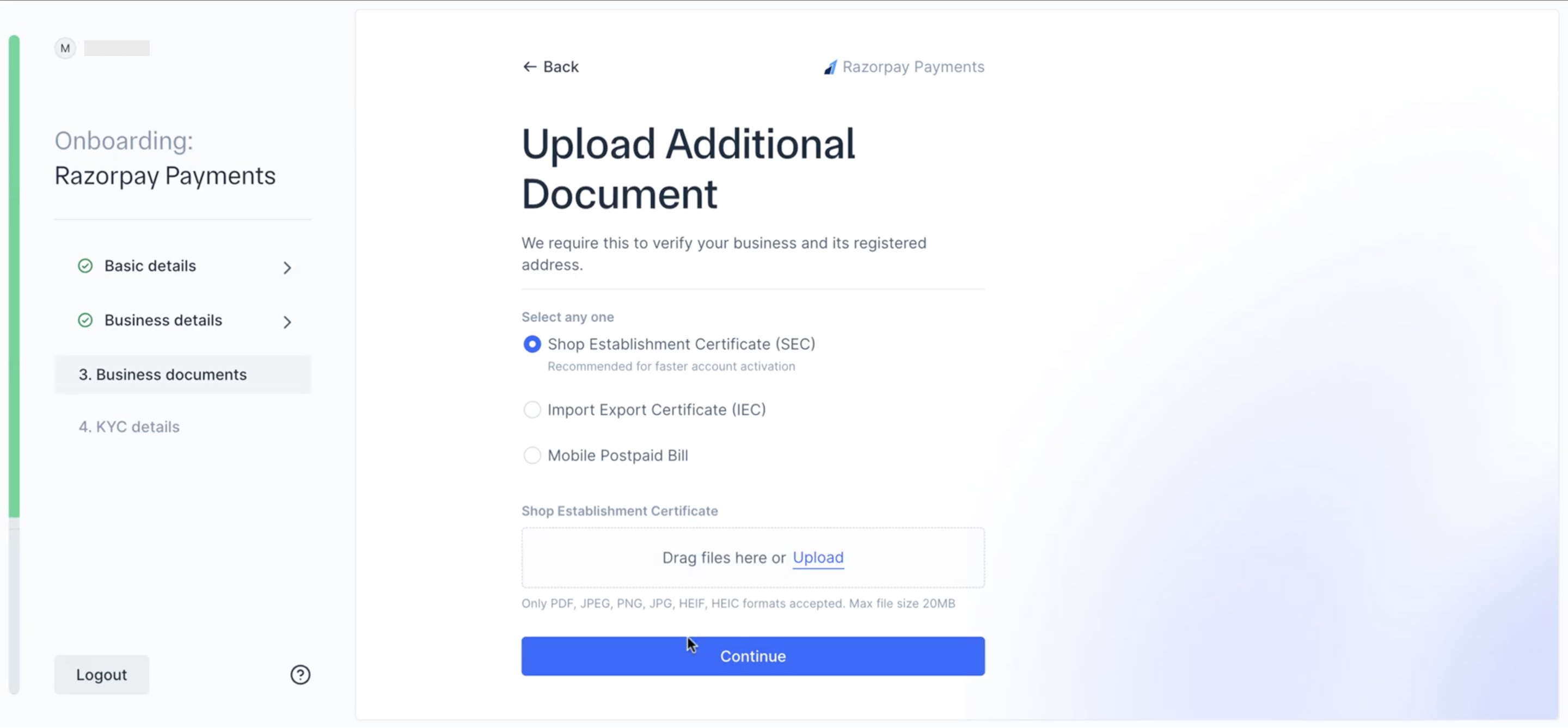 Upload additional documents