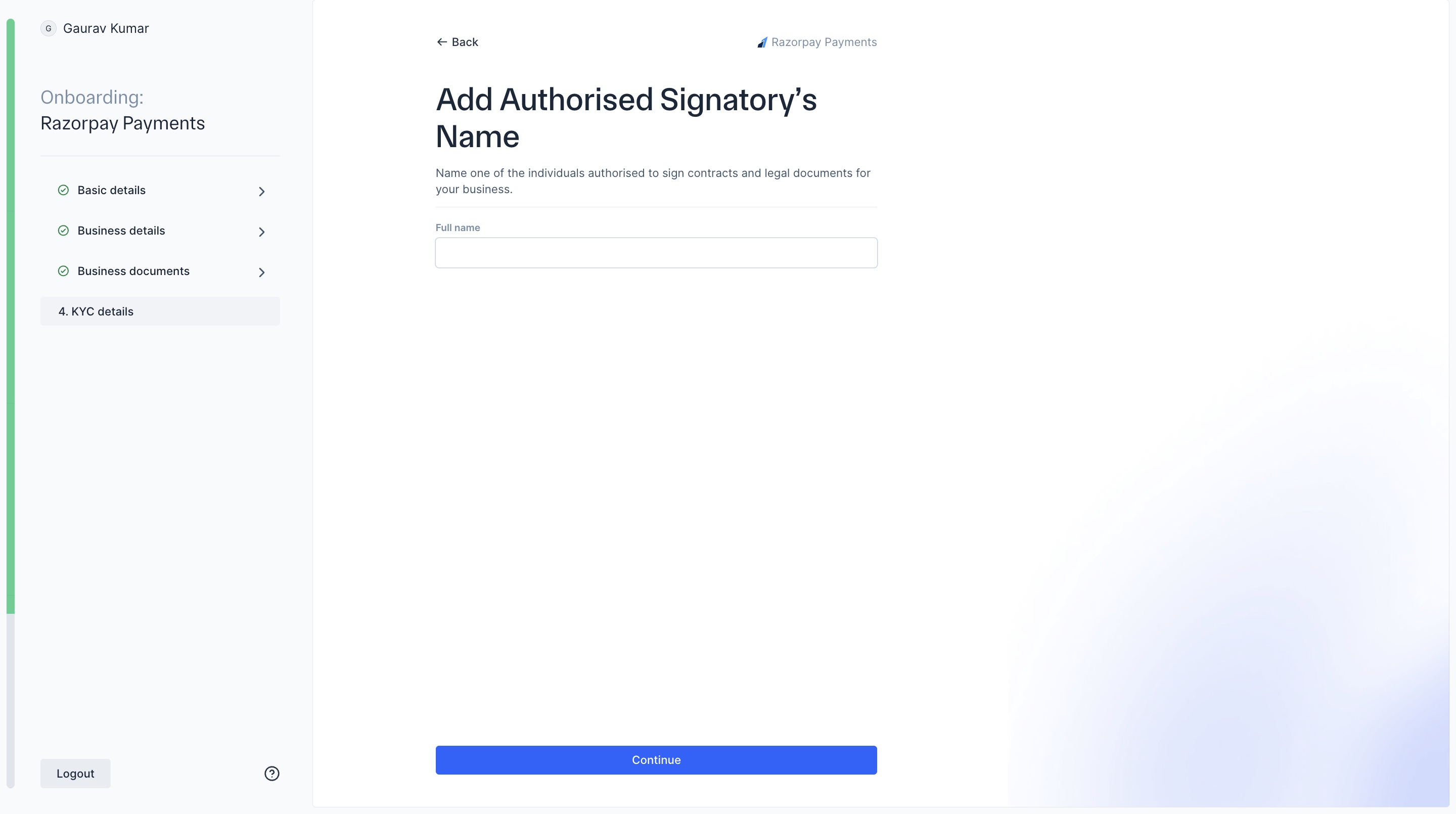 Enter authorised signatory name