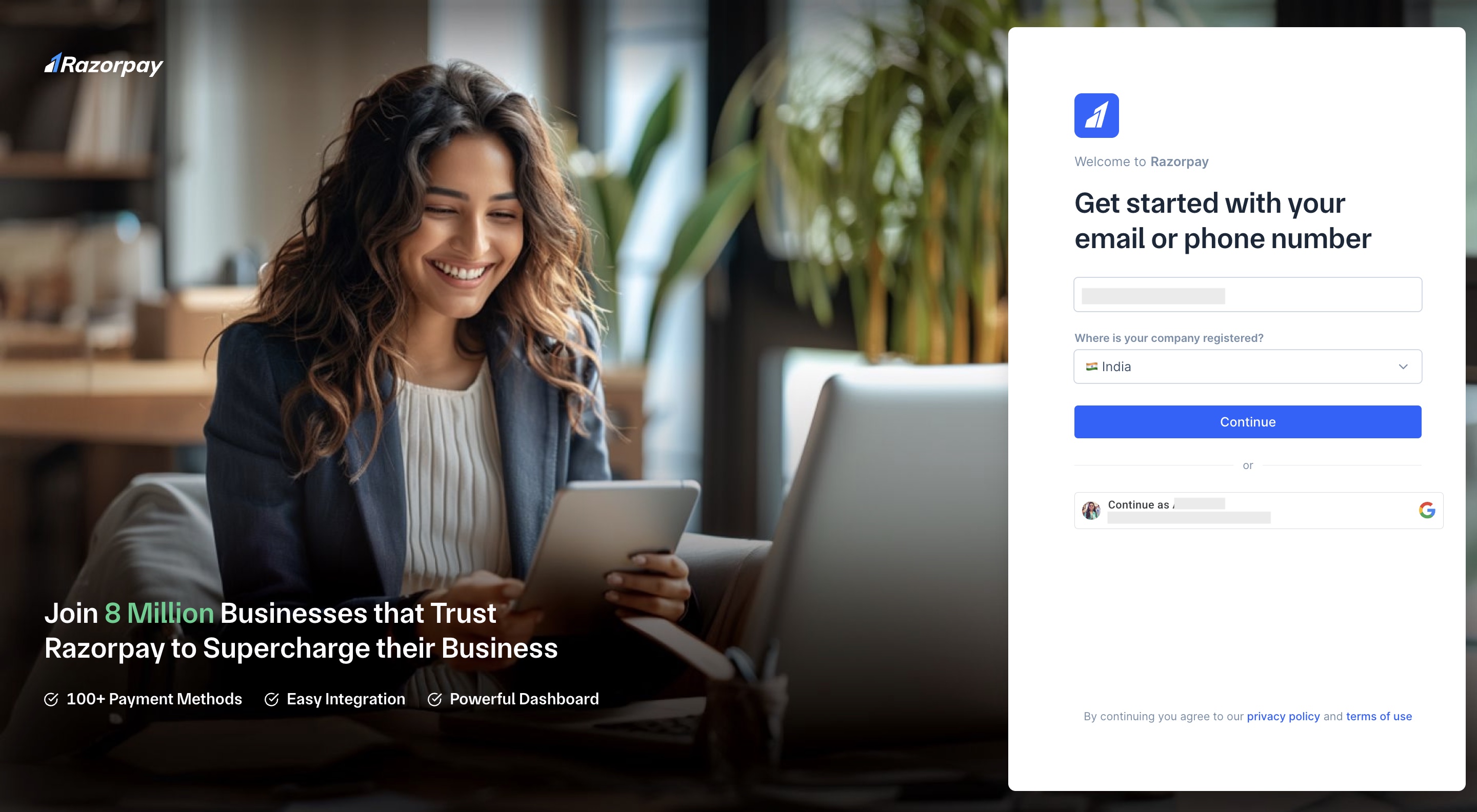 Enter phone number or email address