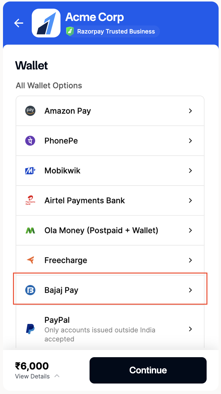 Select Bajaj Wallet