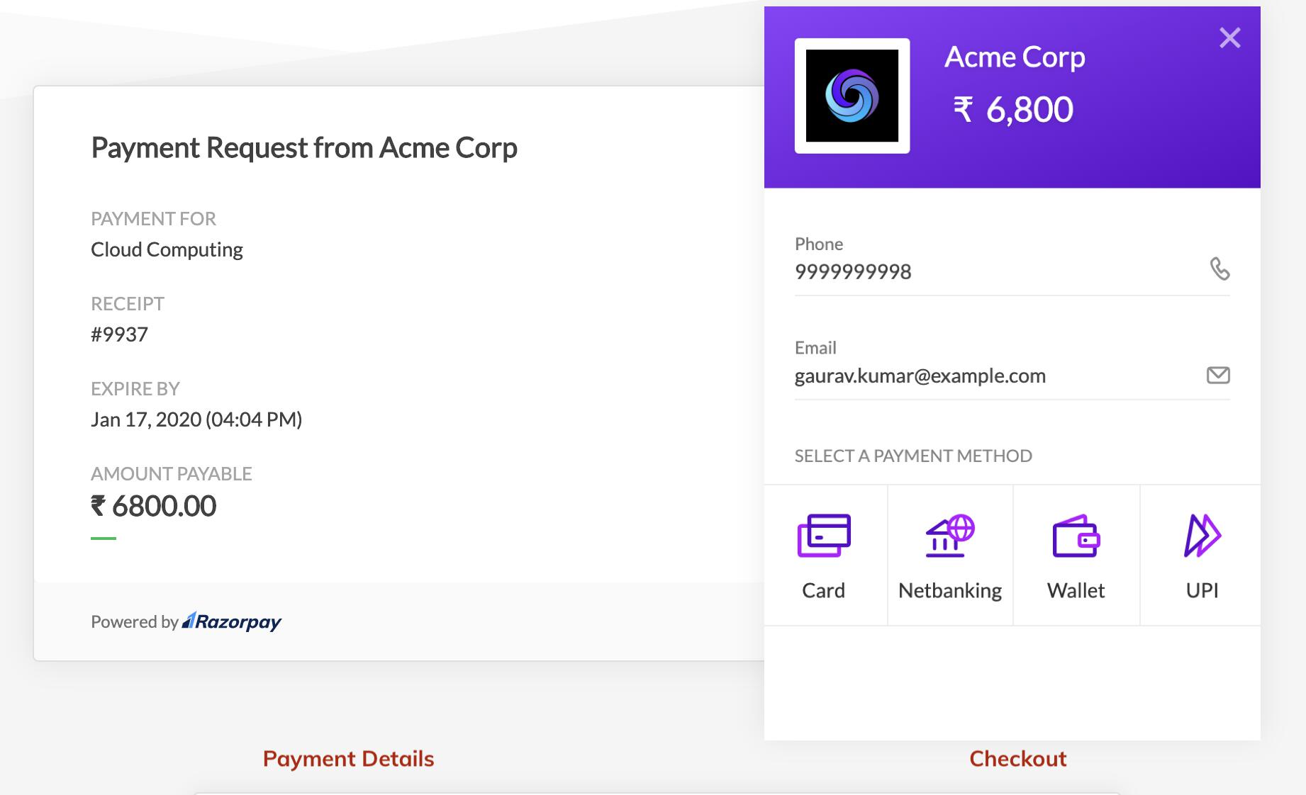 payment links payment request page