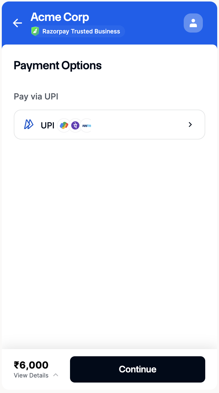 show only UPI on checkout