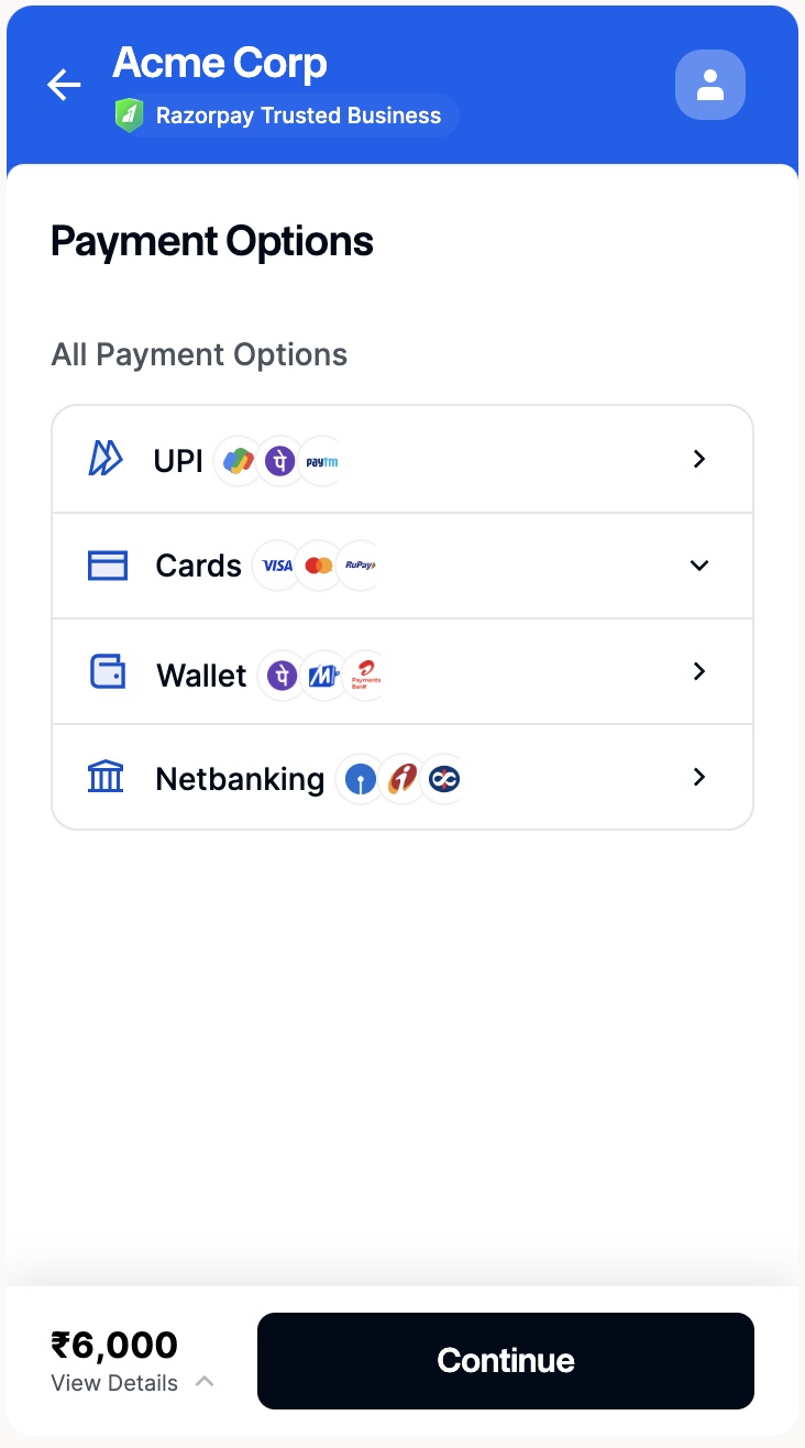 reorder payment methods