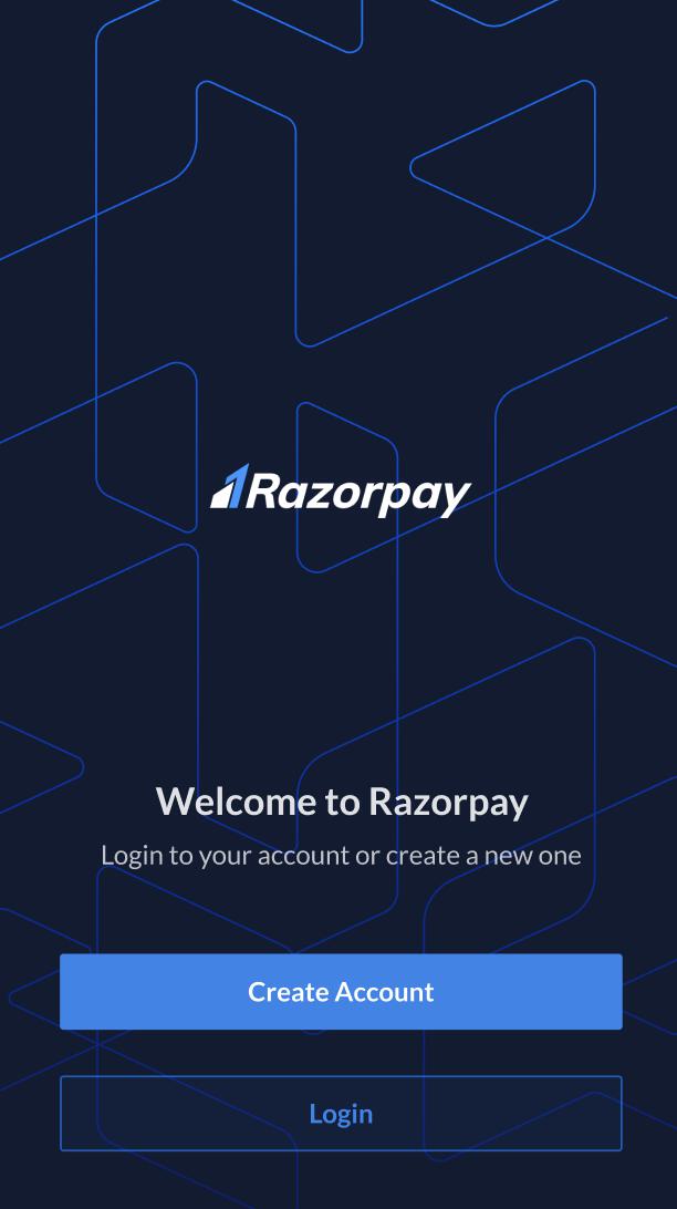 Create an account on the Razorpay payments mobile app