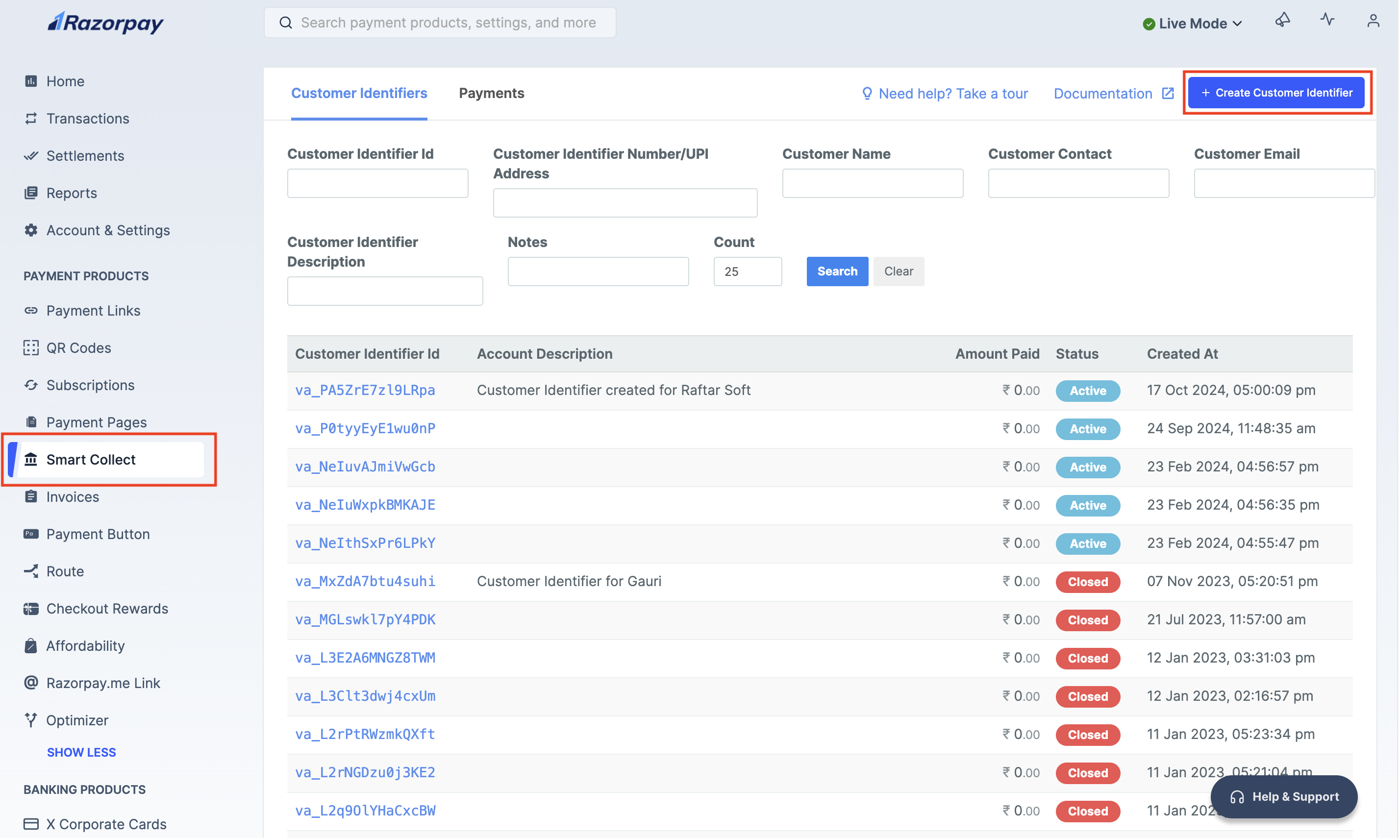  Dashboard create SC 2.0 Customer Identifier