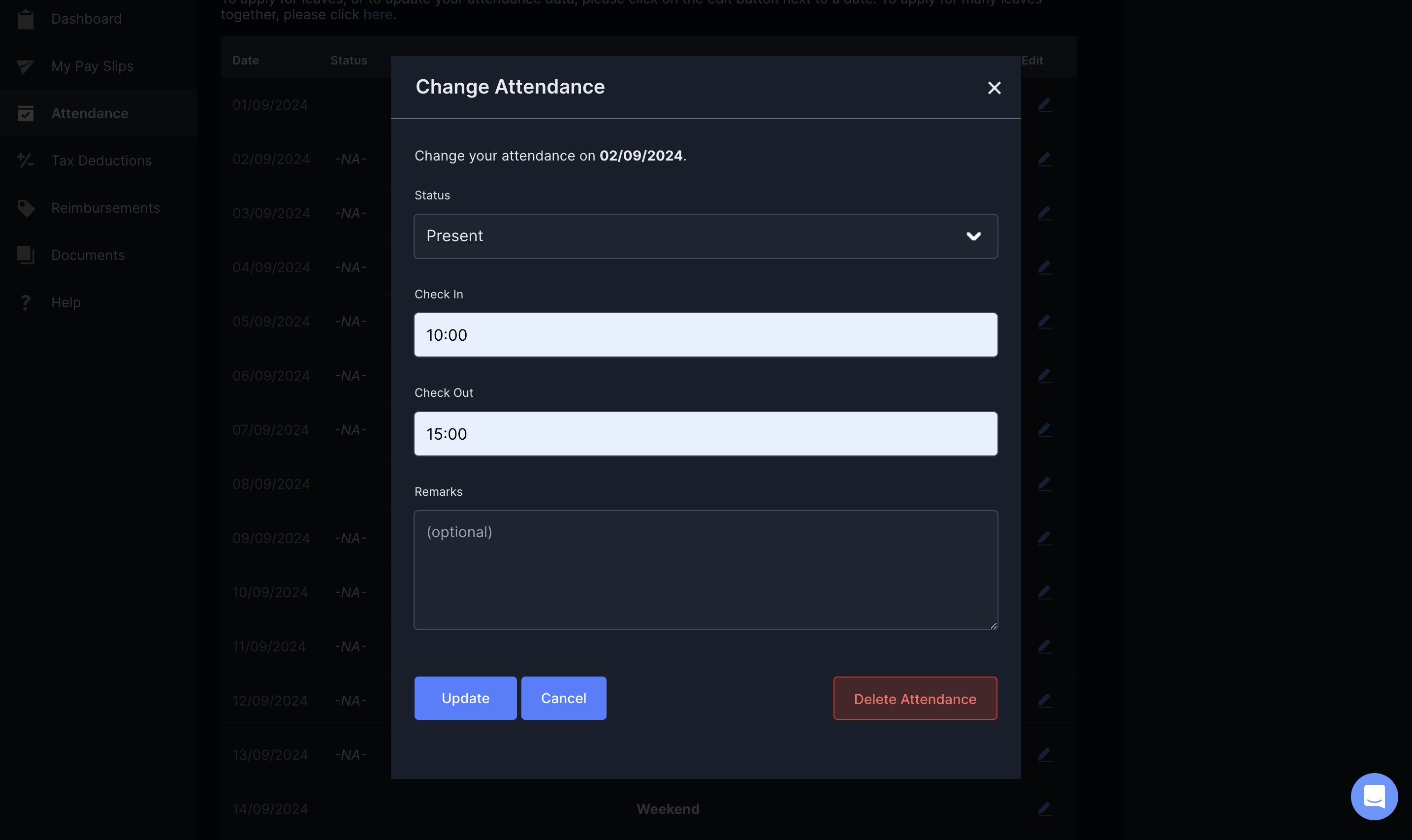 Apply leave on RazorpayX Payroll Dashboard