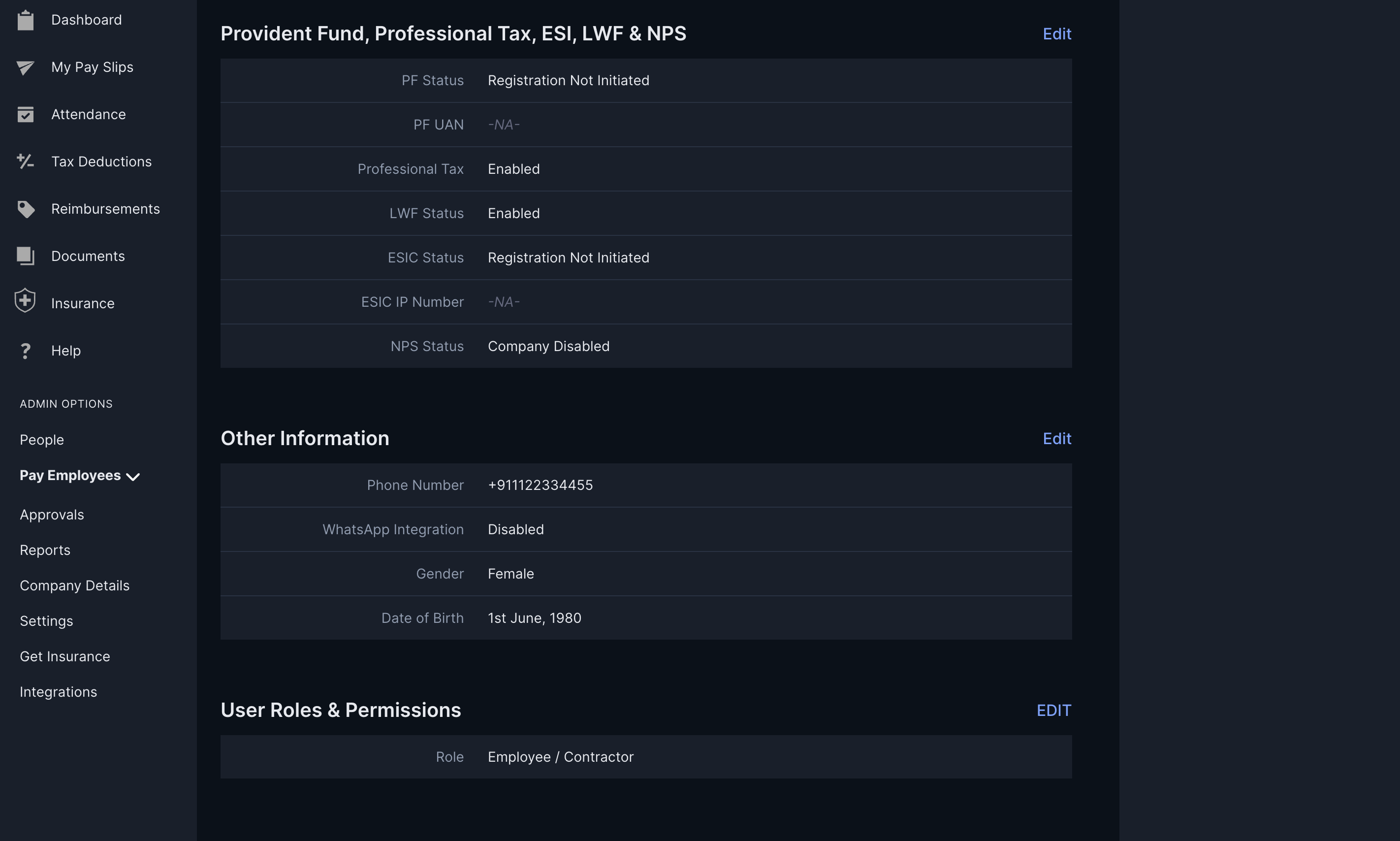 Razorpay Payroll employee compliance LWF Edit