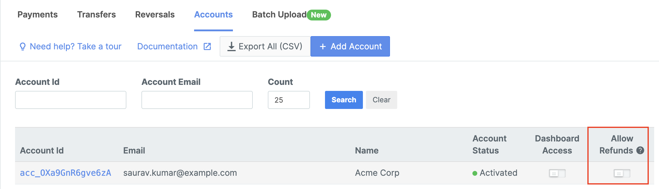 Grant refund access to linked accounts