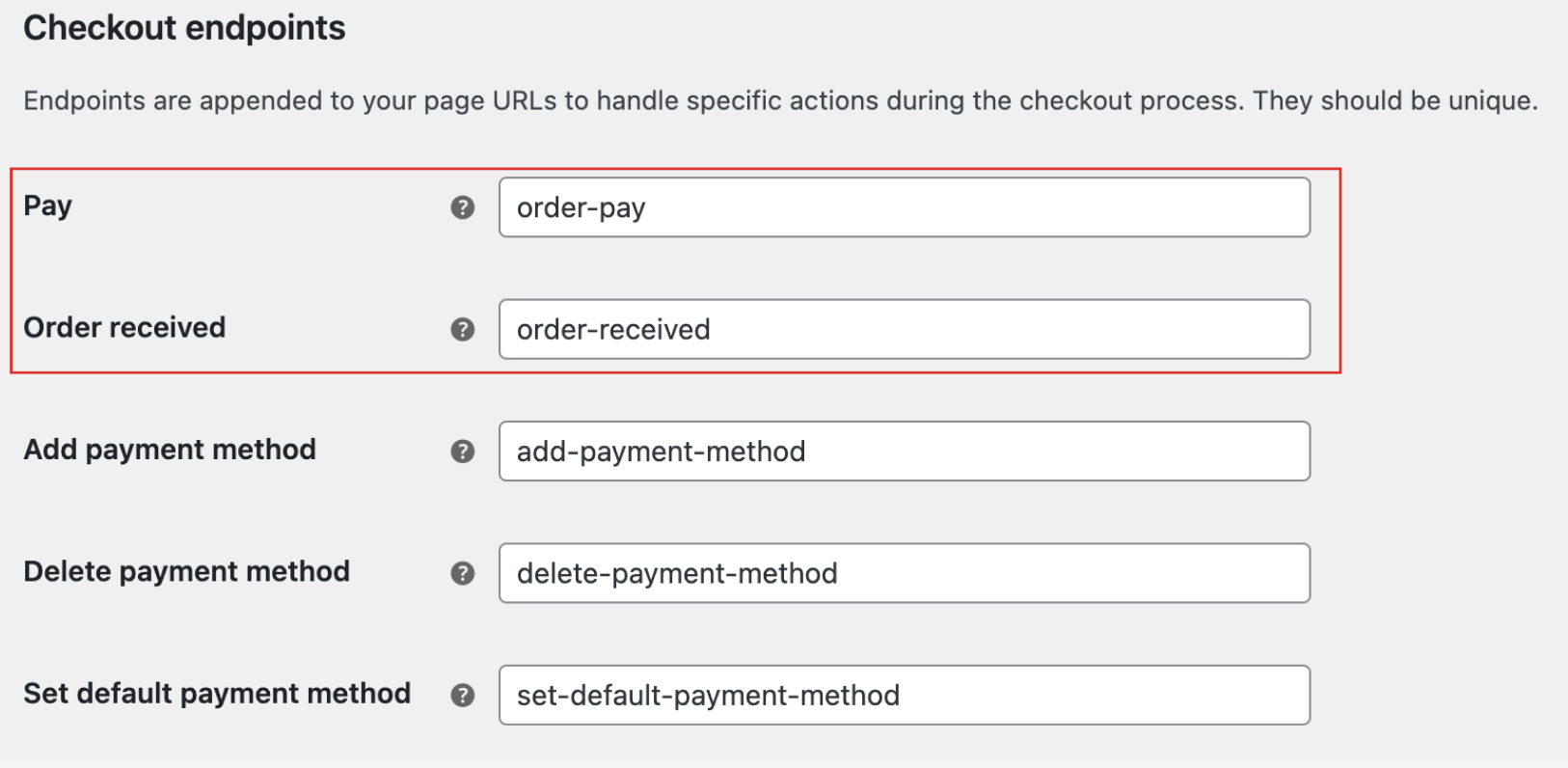 Enter pay endpoint and order endpoint