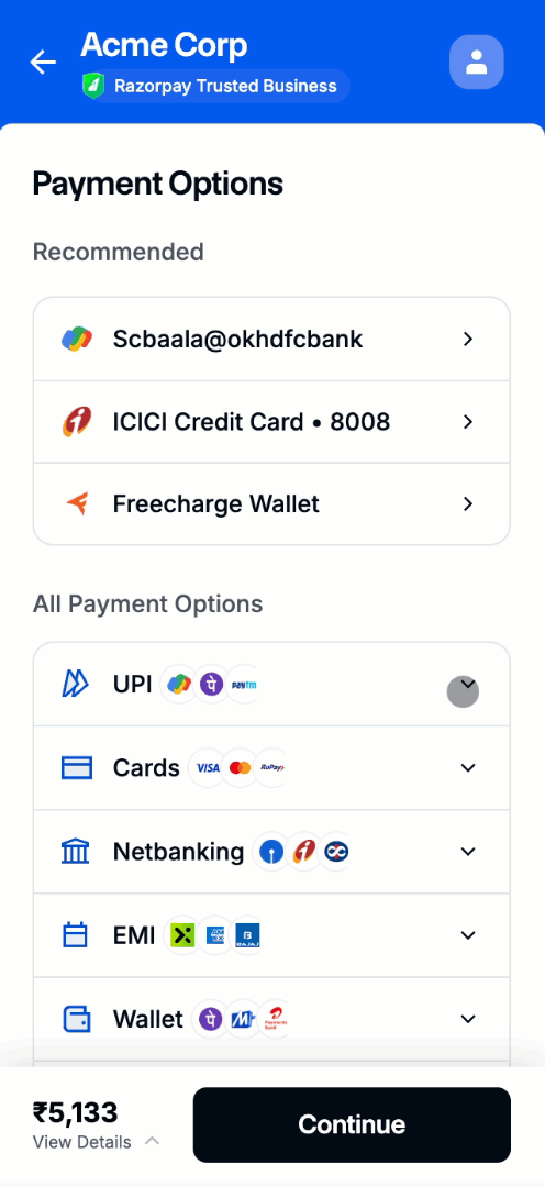 CVV Less Card Payment Flow GIF