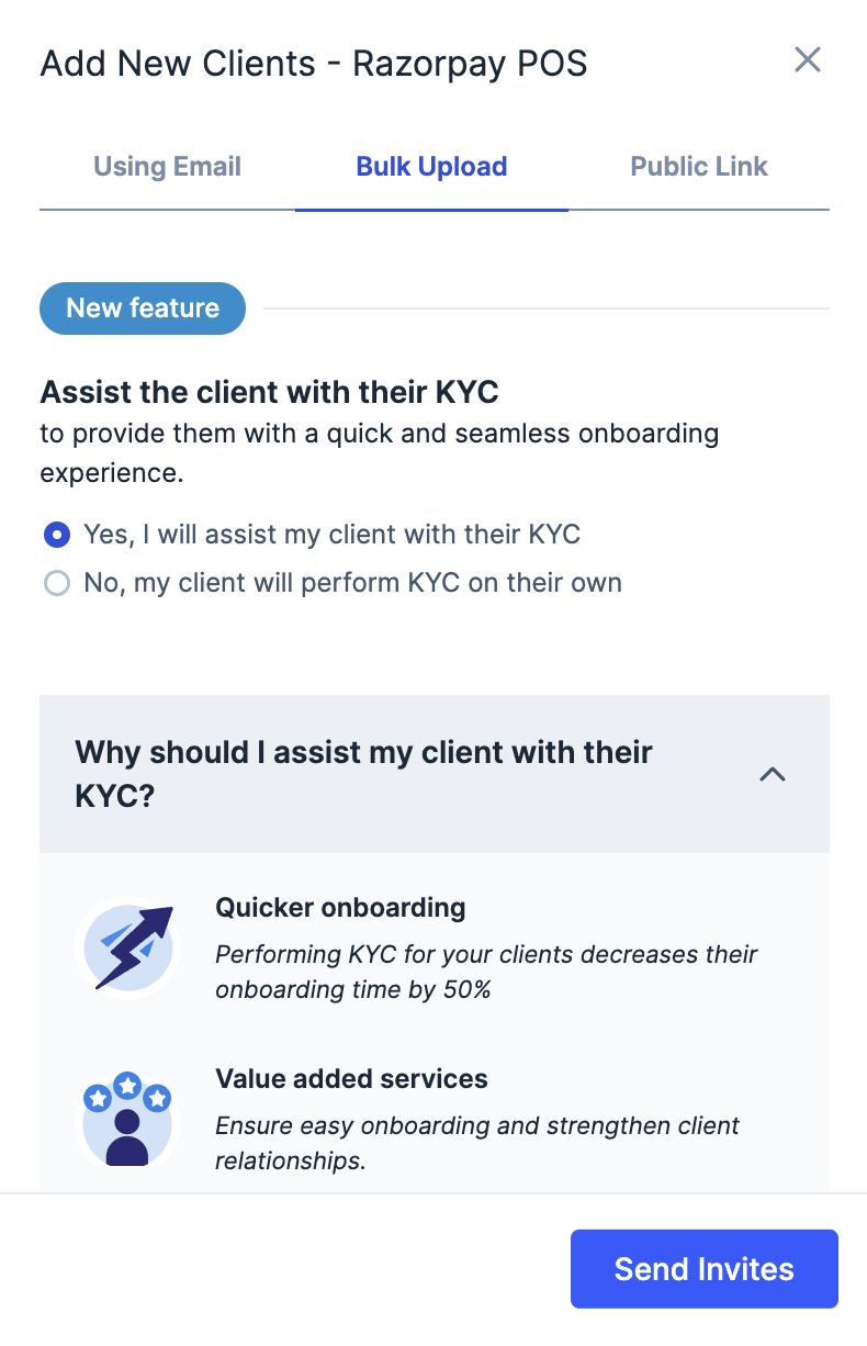 POS Partners - perform client KYC in bulk upload