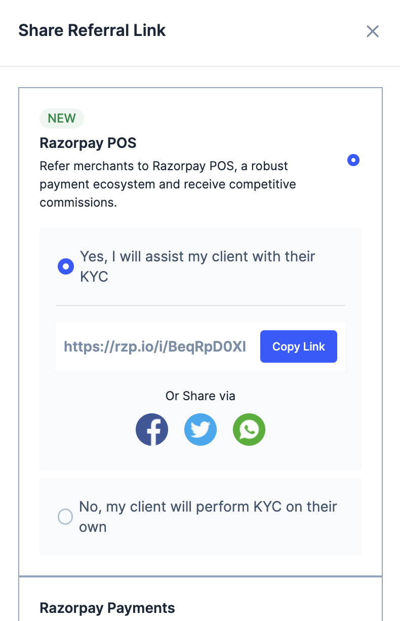 POS - share referral link with KYC