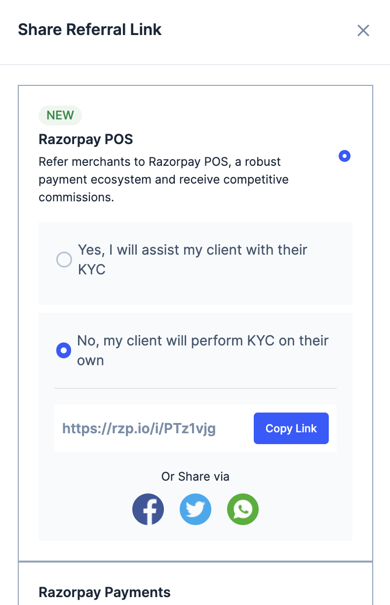 POS Partners - share referral link without KYC