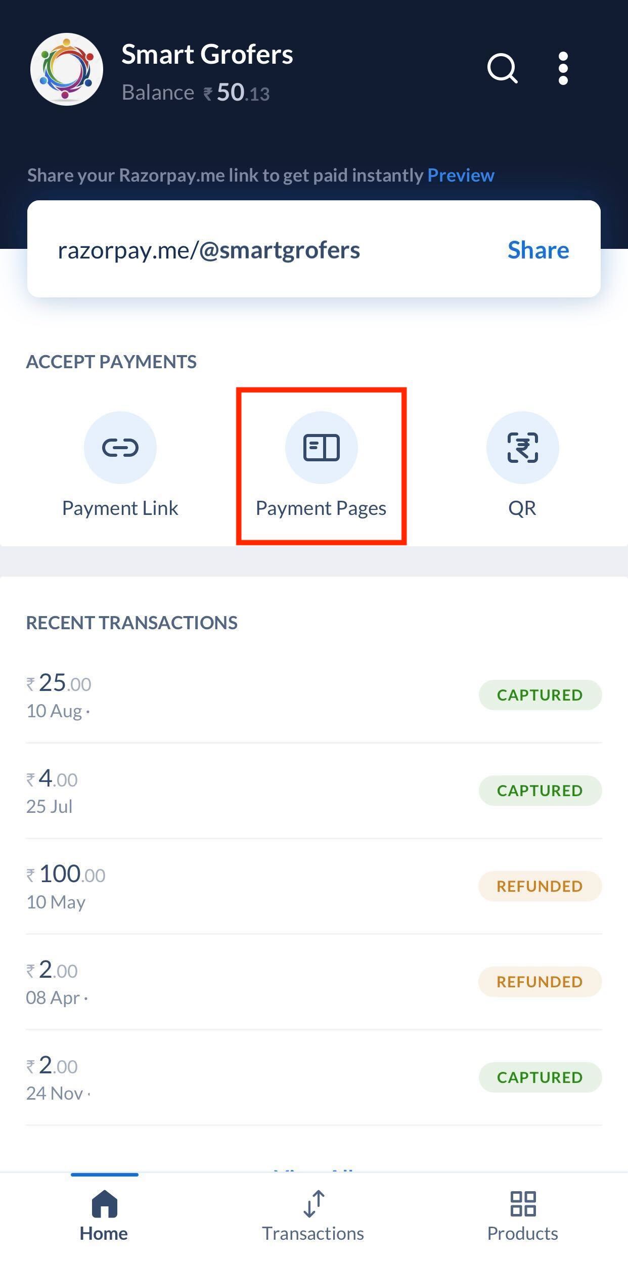 Accept Payments Section