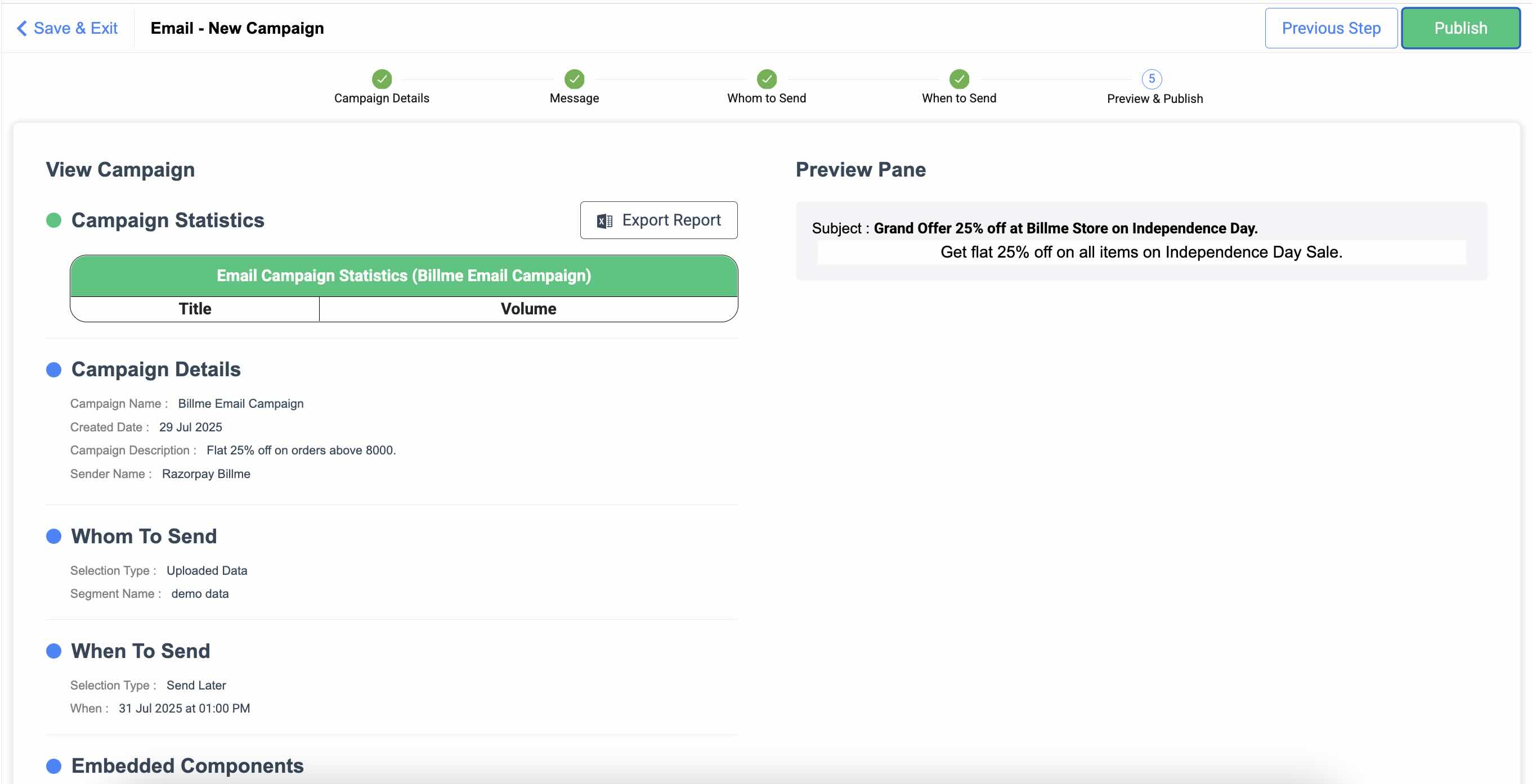 Preview and Publish Email Campaign
