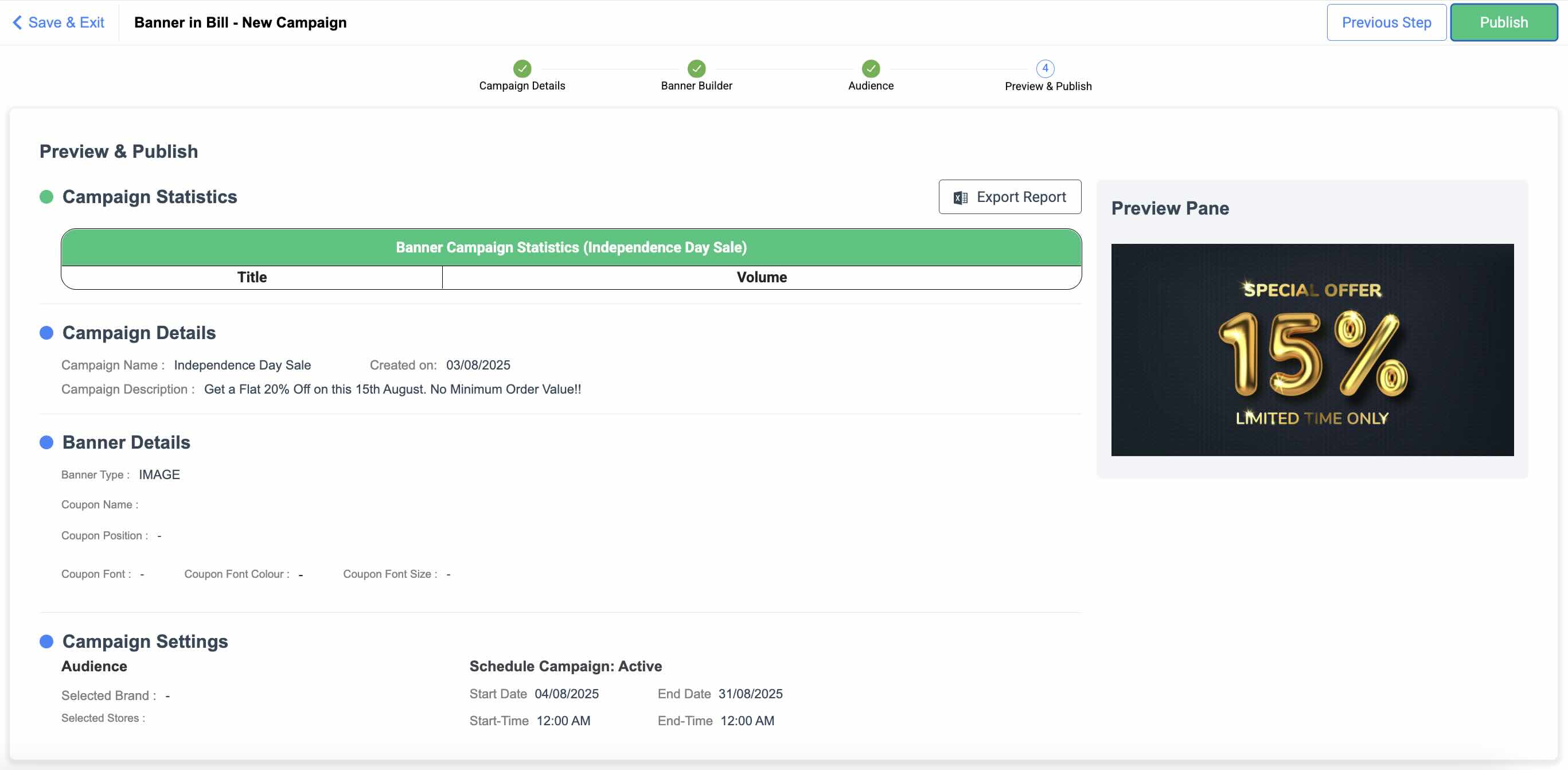 Preview and Publish Banner In Bill