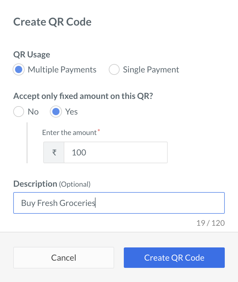 Create a QR Code | Razorpay Docs