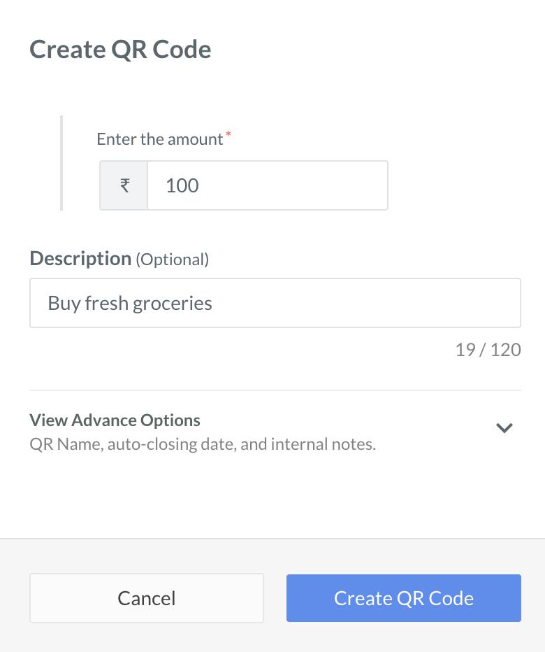 View advanced options while creating a QR code