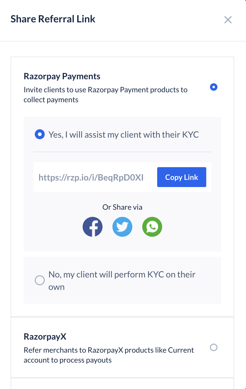 Resellers - share referral link with KYC