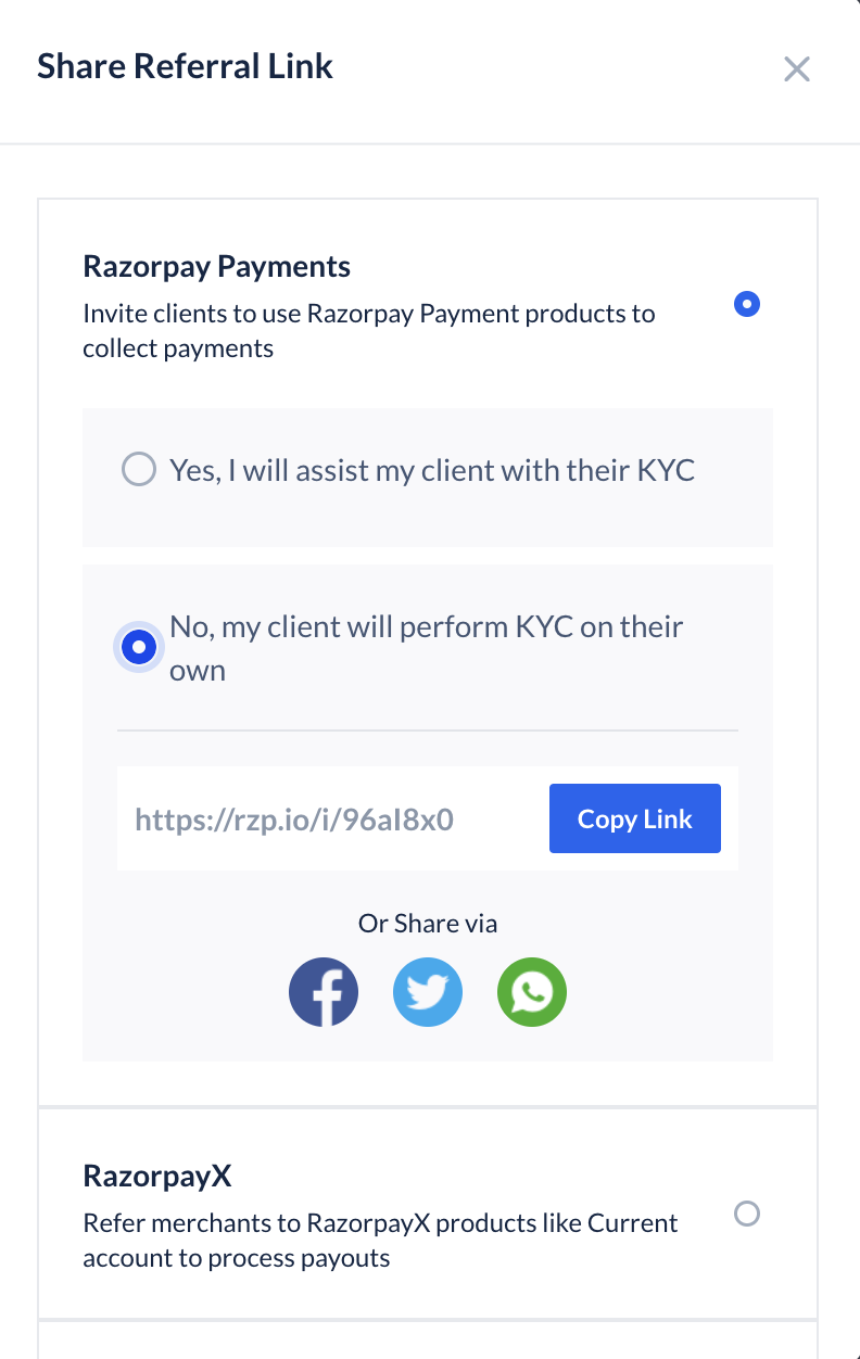 Resellers - share referral link without KYC